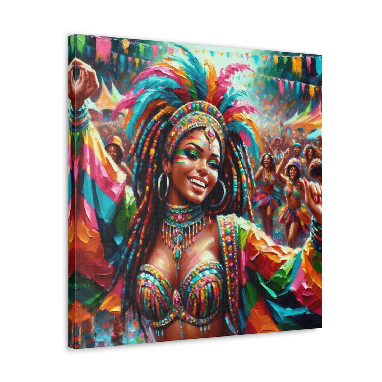 Art Print of Trini Masquerader, Carnival, Oil Finish, West Indian Ethnicity, Cultural, Heritage, Art, Black Woman, Canvas Gallery Wraps