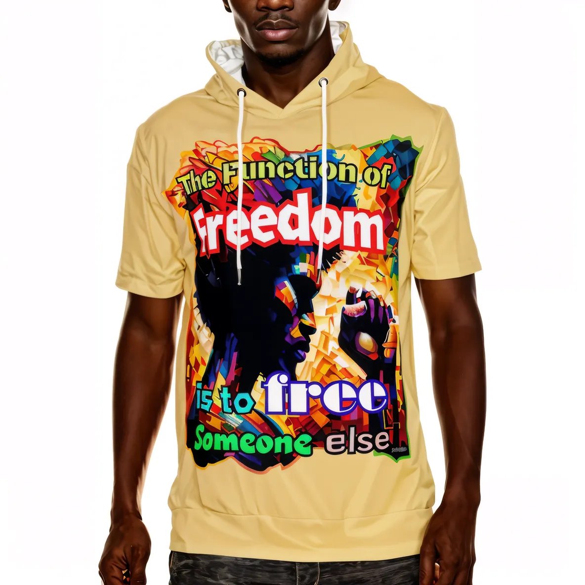 Men’s Cotton Hooded T-Shirt "The Function Of Freedom"