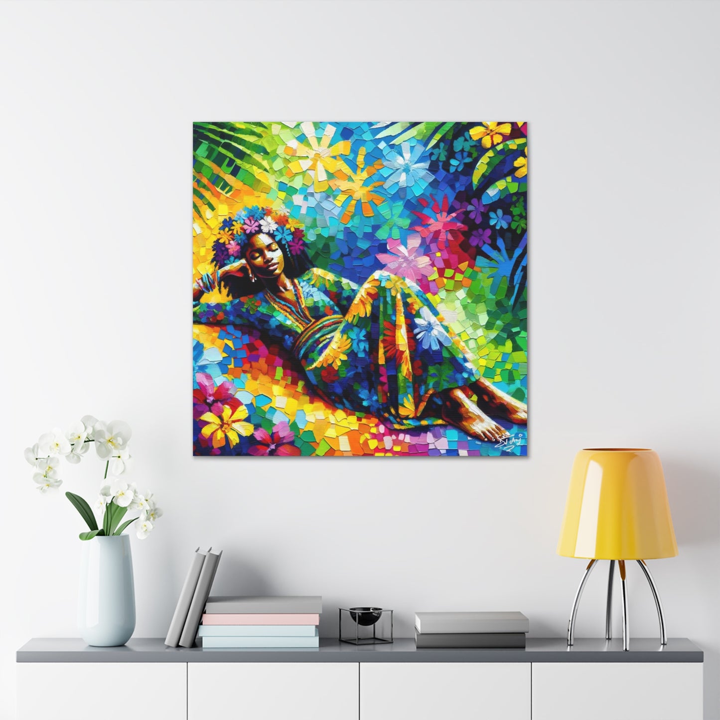 Art Print, Afro-Caribbean Woman, Oil Finish, West Indian Ethnicity, Cultural, Heritage, Semi-Abstract, Canvas Gallery Wrap