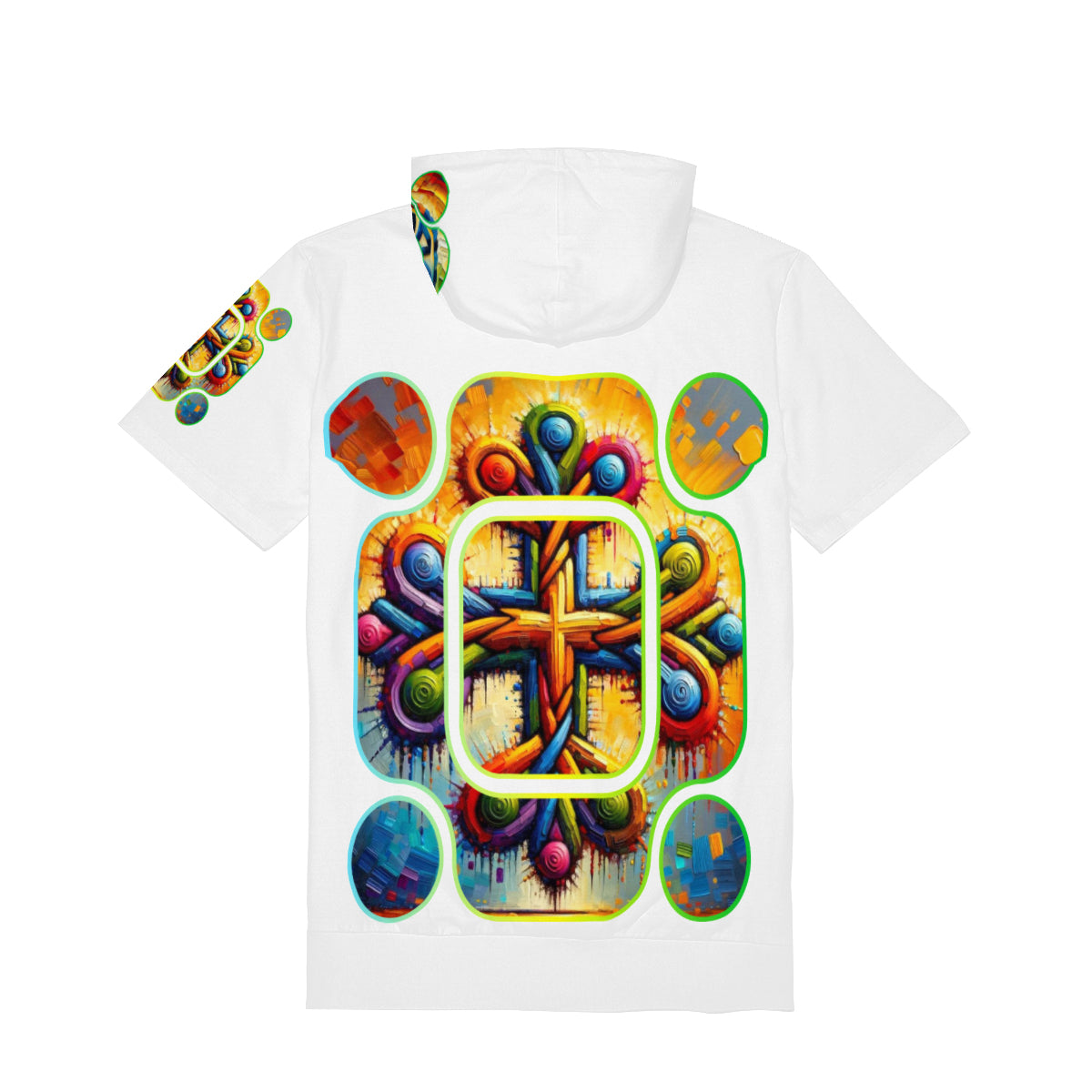 Men’s Cotton Hooded T-Shirt "Unity Abstract Print"