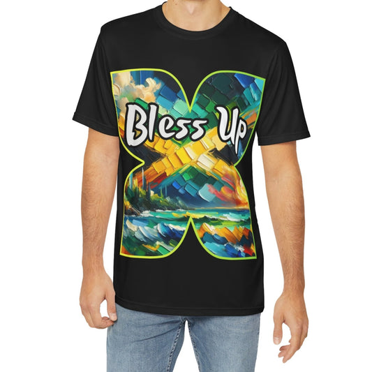 Men's Brushed Polyester Short Sleeve Tee "Bless Up"