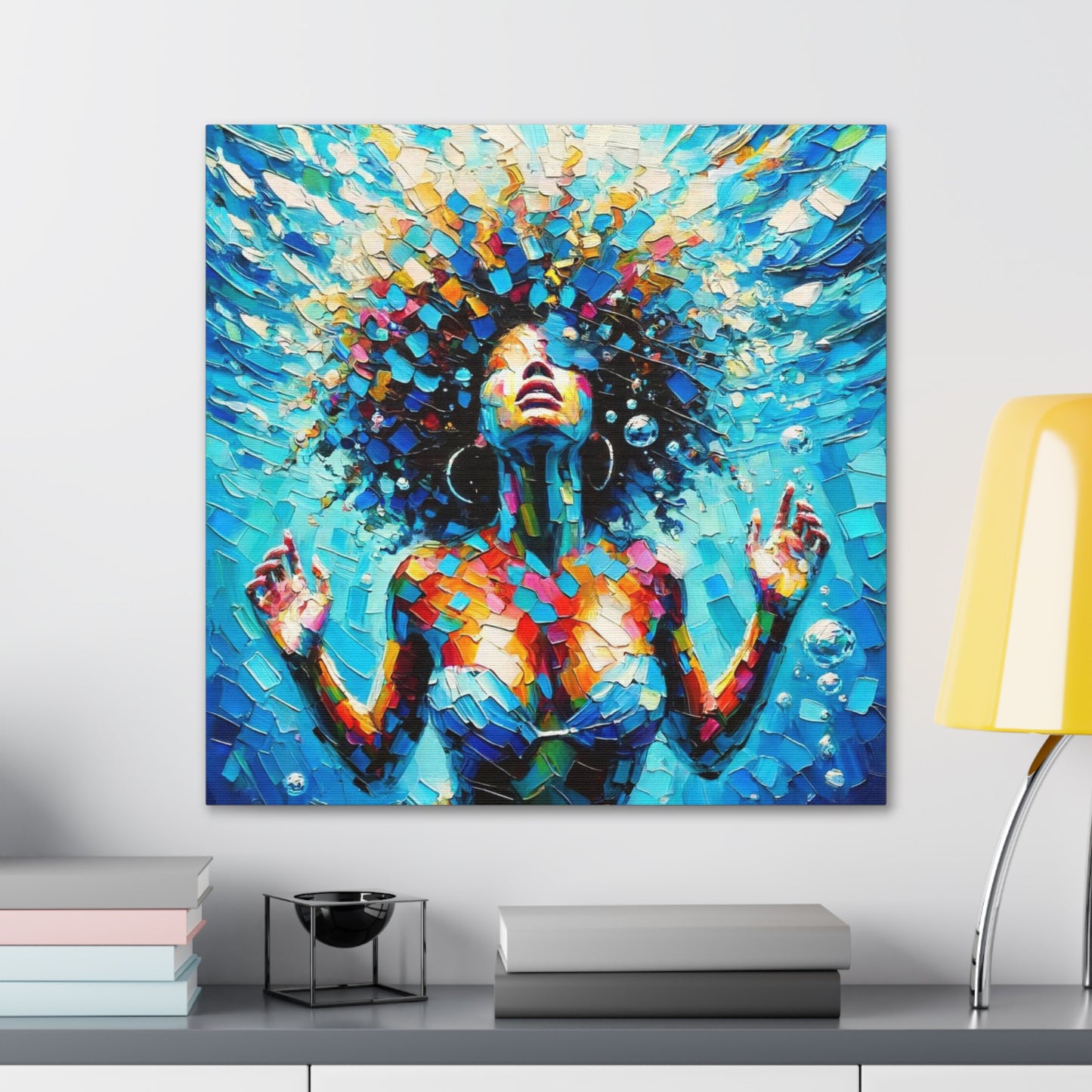 Art Print, Afro-Caribbean Woman, "Submerged" Abstract Oil Finish, West Indian Ethnicity, Cultural, Heritage, Abstract, Canvas Gallery Wrap