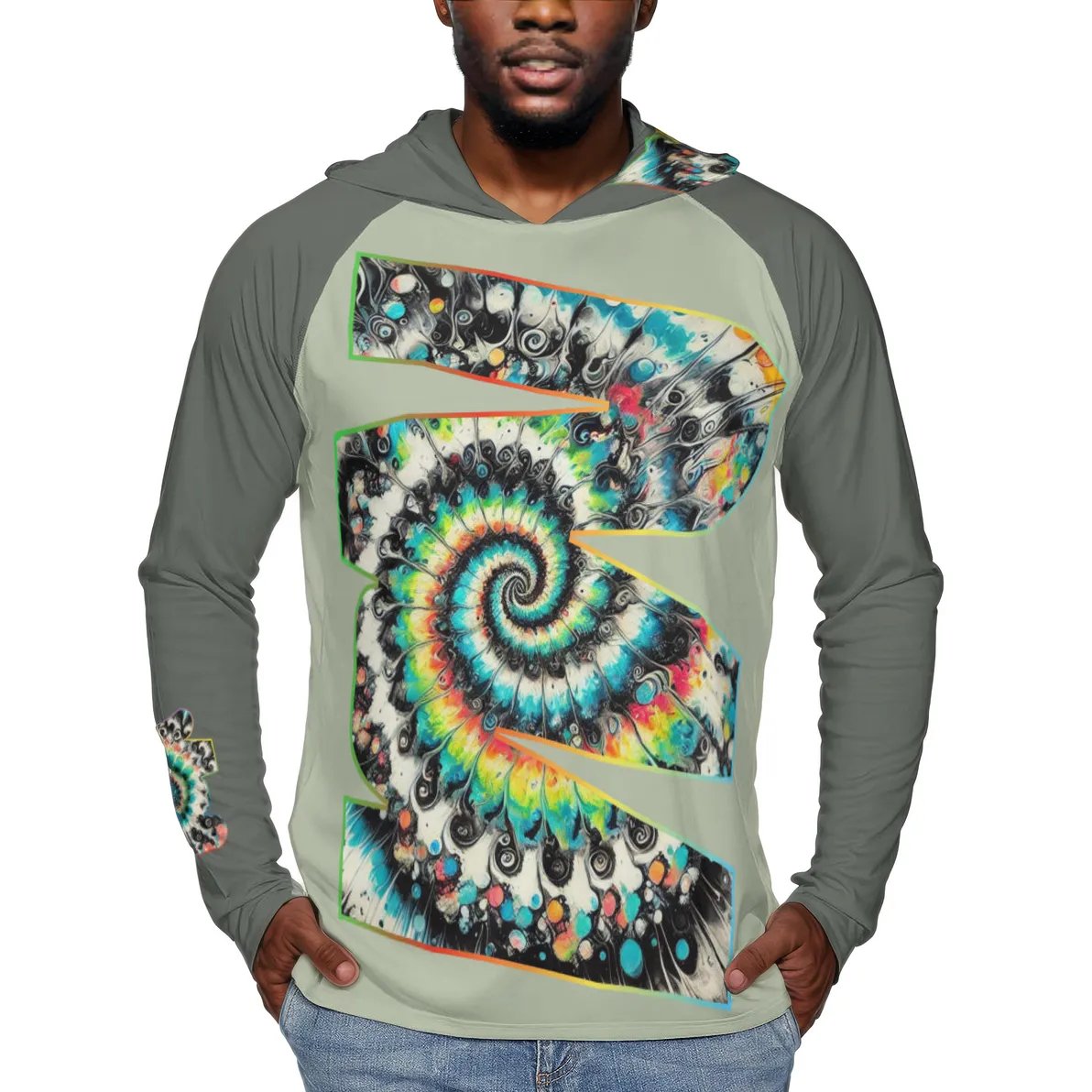 Men's Sun Protection Long Sleeve Hoodie "Abstract Tie-Dye"