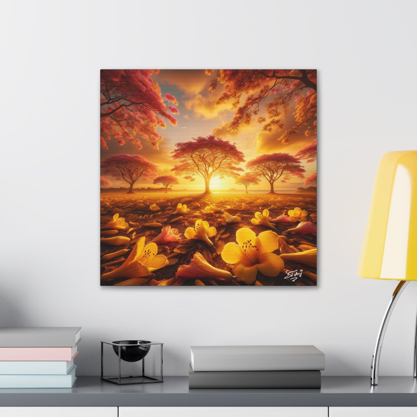 Print#2 of Poui Trees, Sunset in the Caribbean, Canvas Gallery Wraps