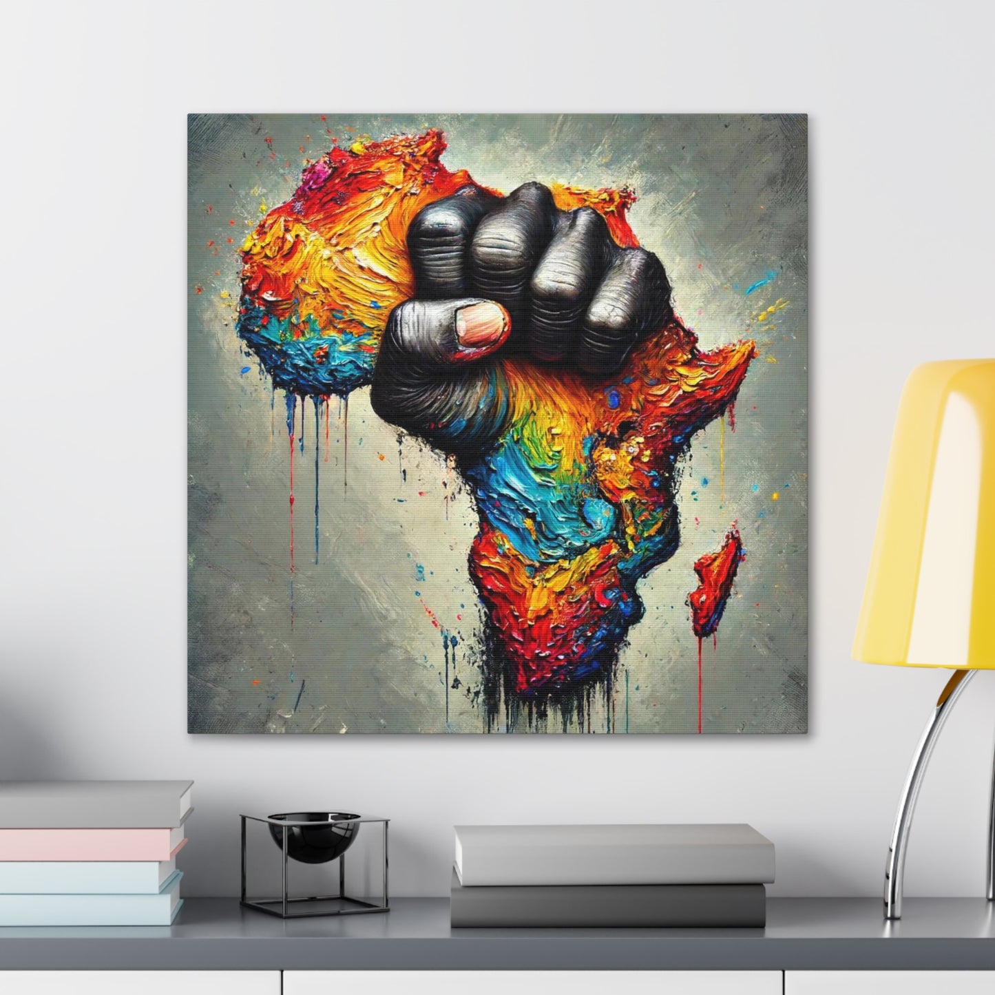 Art Print, "African Unity" Oil Finish, Abstract, One Love, West Indian Ethnicity, Cultural, Heritage, Semi-Abstract, Canvas Gallery Wrap