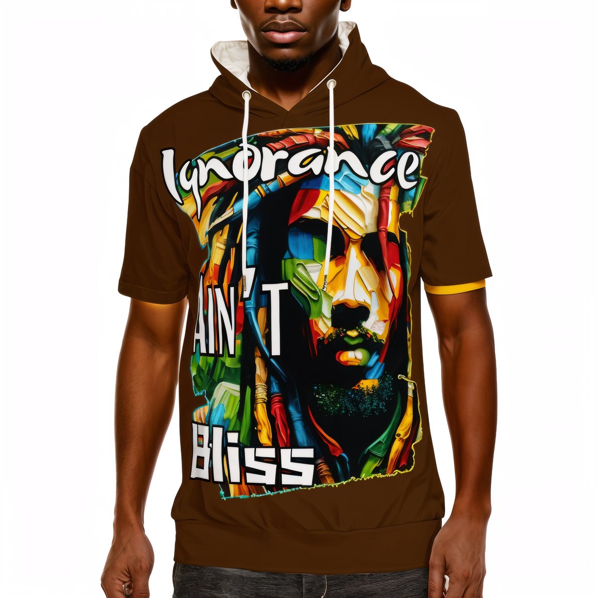 Men’s Cotton Hooded T-Shirt "Ignorance Ain't Bliss"