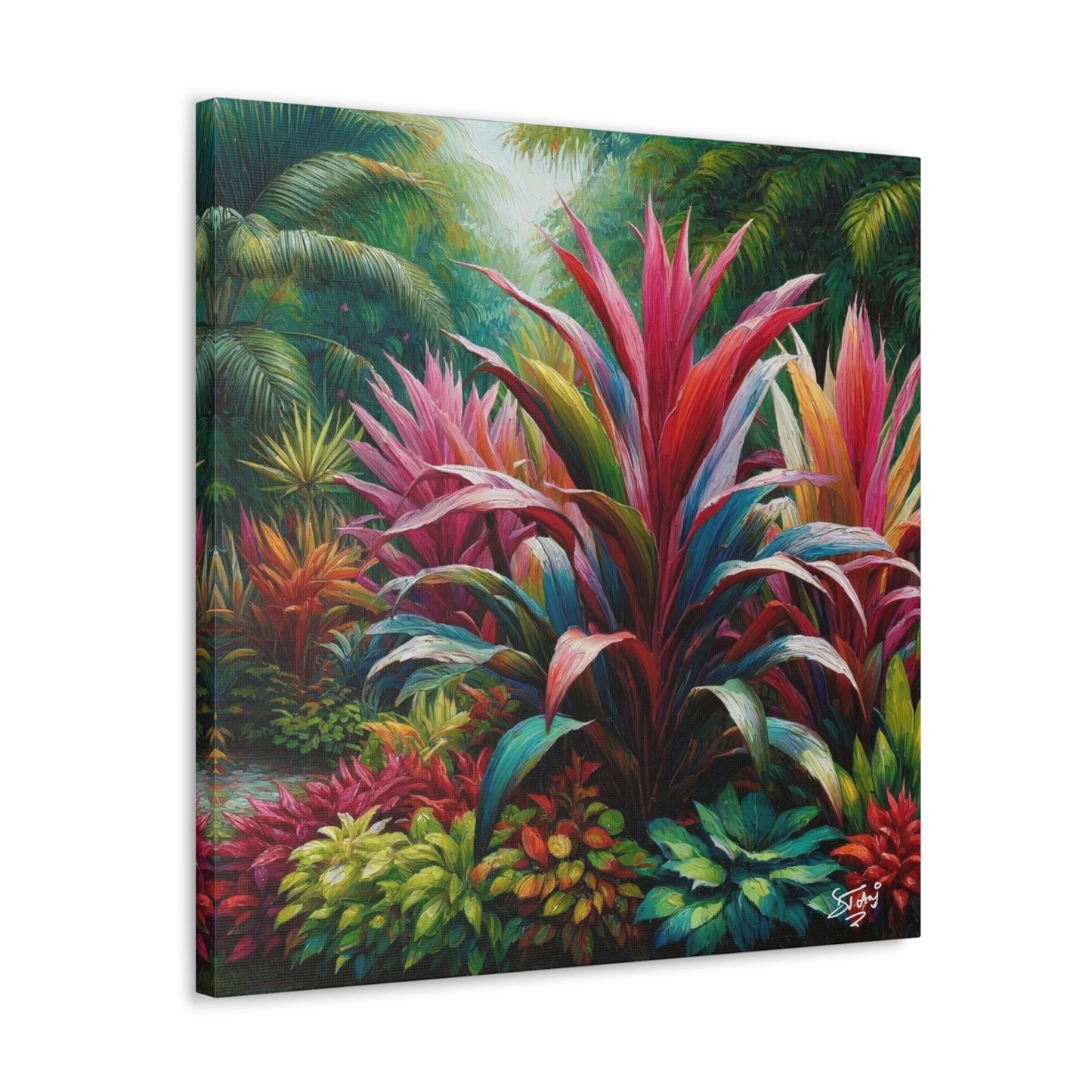 Art Print of Cordyline (Ti Plant), Oil Finish, West Indian Art, Canvas Gallery Wraps