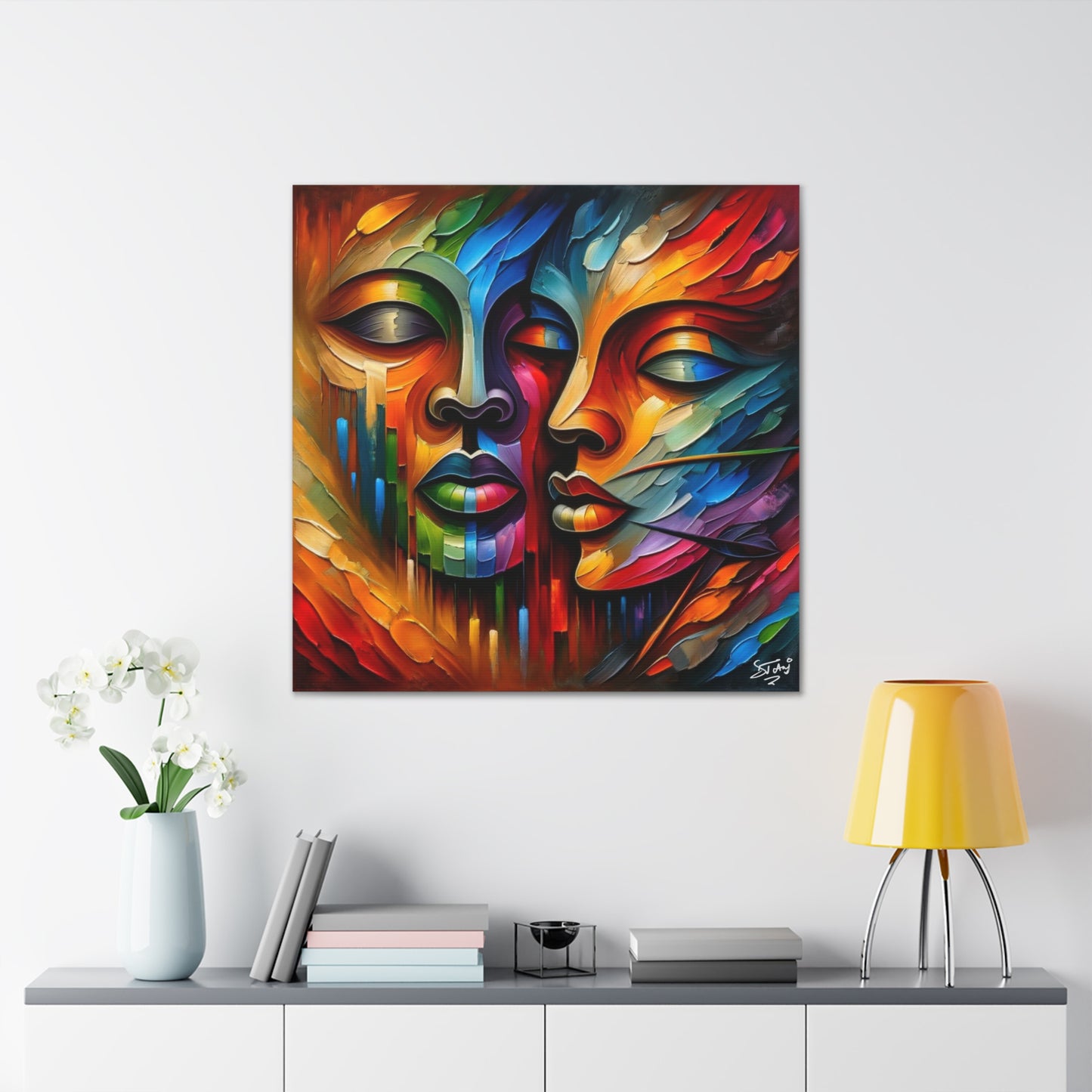 Art Print, Afro-Caribbean Masks, Oil Finish, Carnival,  West Indian Ethnicity, Cultural, Heritage, Semi-Abstract, Canvas Gallery Wrap