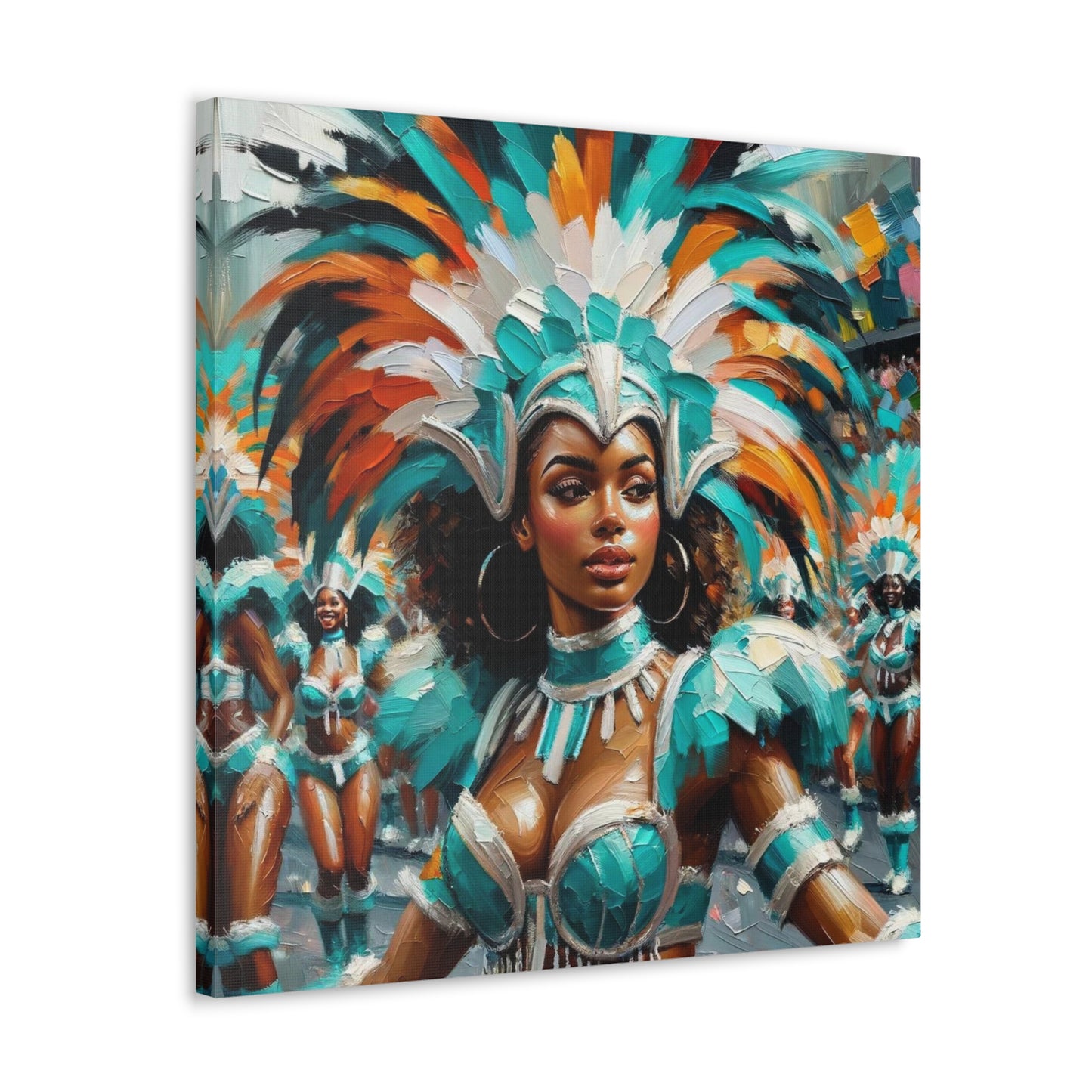 Art Print#6 of Trini Masquerader, Carnival, Oil Finish, West Indian Ethnicity, Cultural, Heritage, Art, Black Woman, Canvas Gallery Wraps