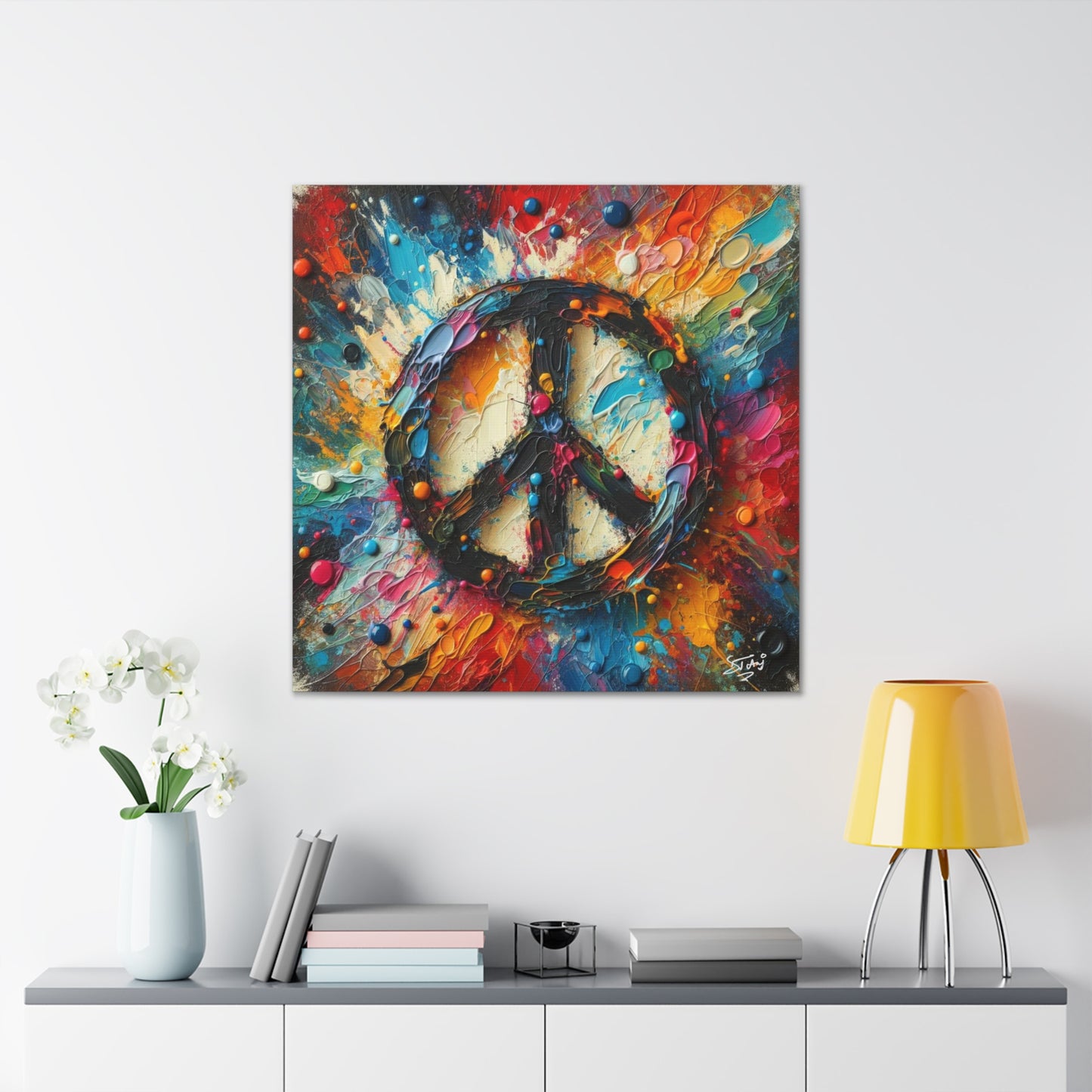 Art Print, "Peace" Oil Finish, Abstract, One Love, West Indian Ethnicity, Cultural, Heritage, Semi-Abstract, Canvas Gallery Wrap