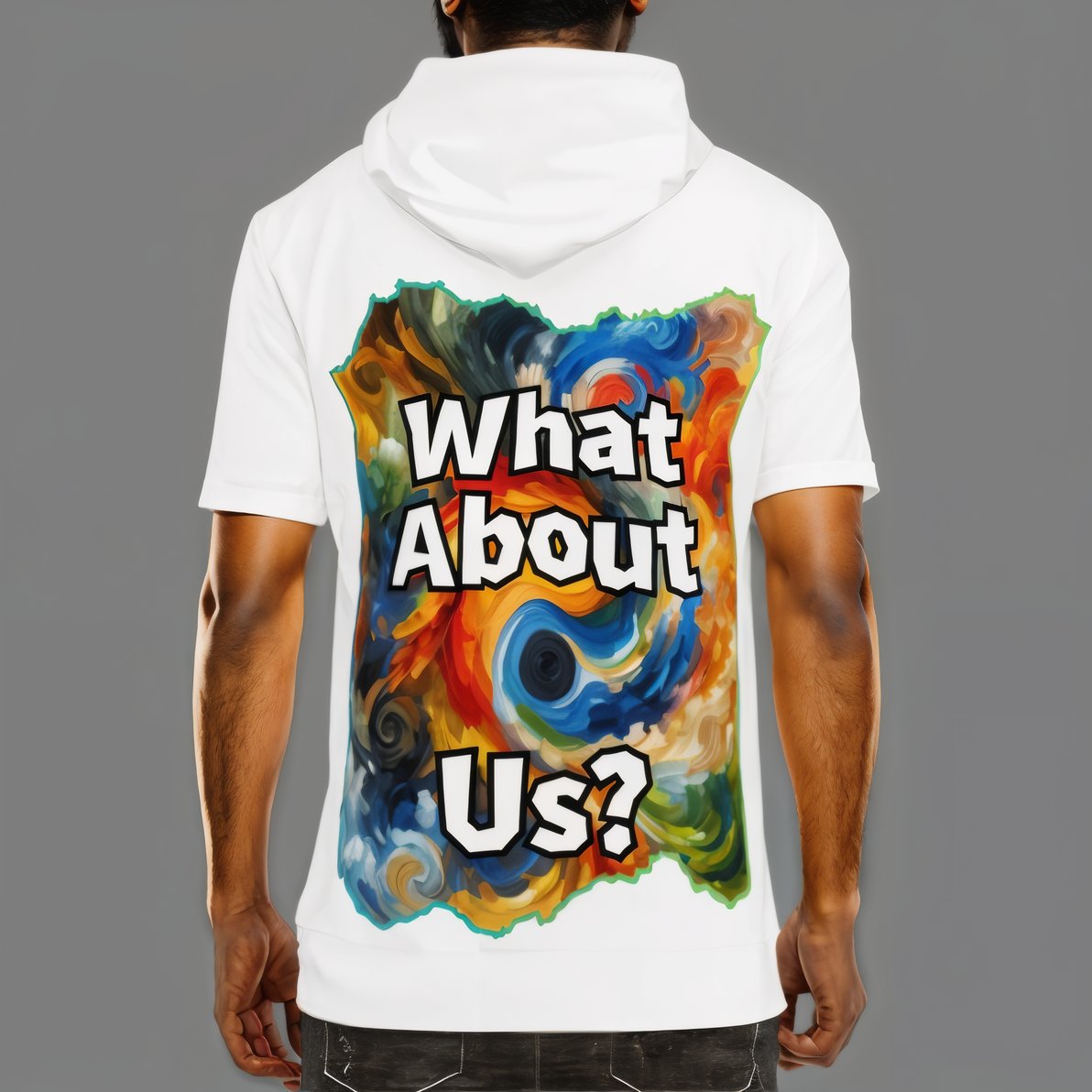 Men’s Cotton Hooded T-Shirt "What About Us"