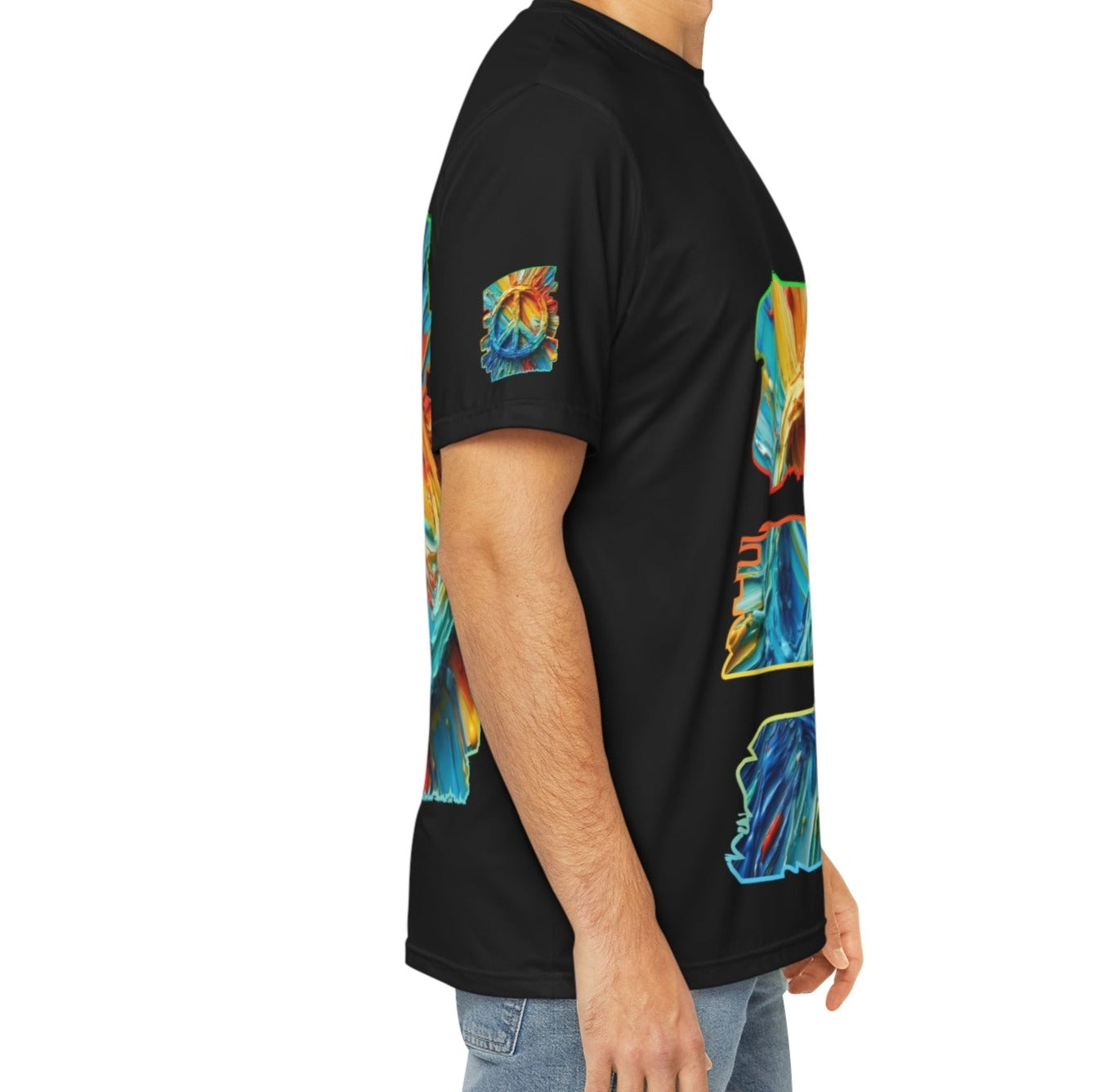 Men's Brushed Polyester Short Sleeve Tee (AOP), "PEACE"