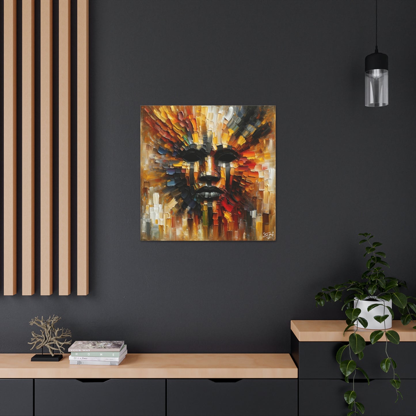 Art Print, Afro-Caribbean Mask, Oil Finish, Carnival,  West Indian Ethnicity, Cultural, Heritage, Semi-Abstract, Canvas Gallery Wrap