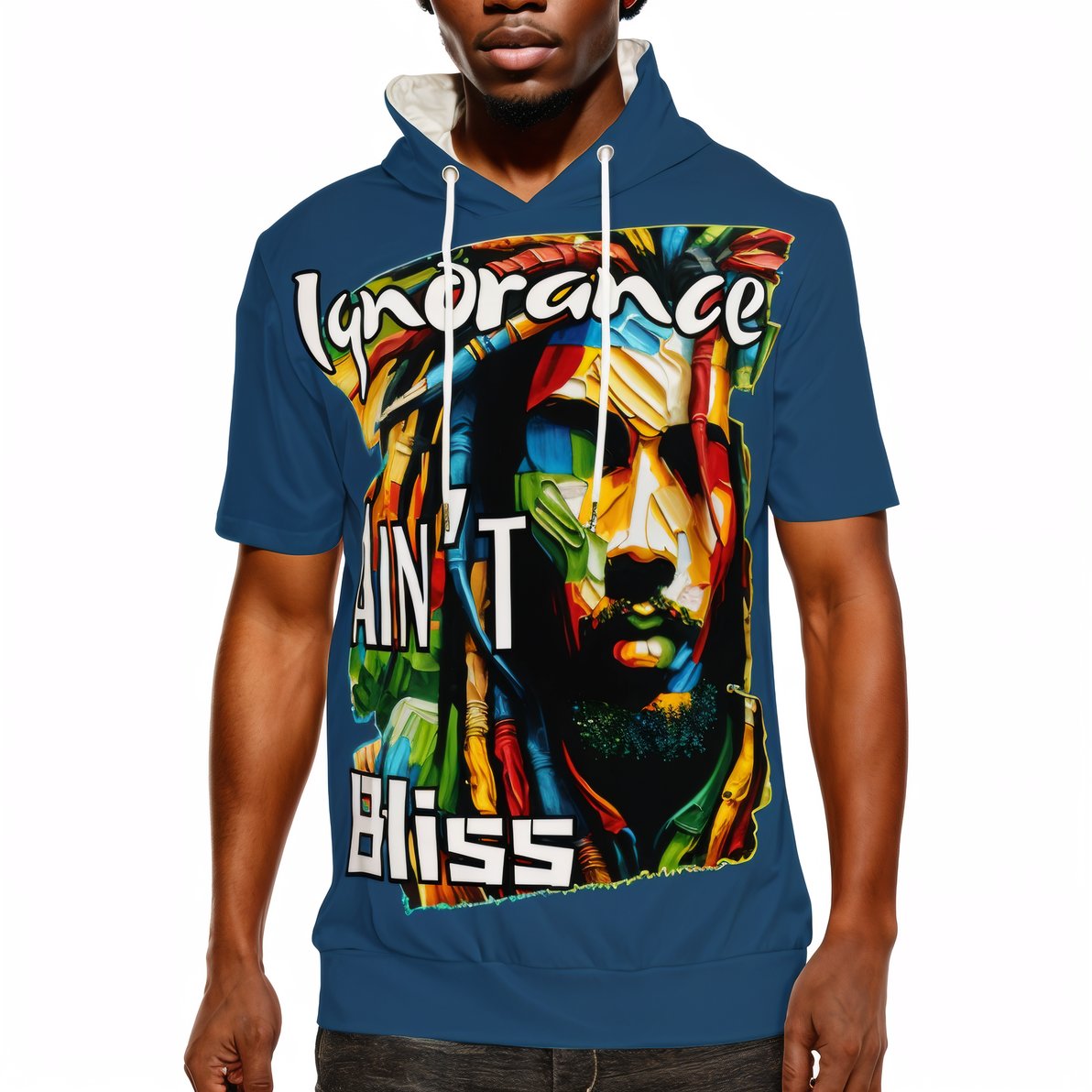 Men’s Cotton Hooded T-Shirt "Ignorance Ain't Bliss"