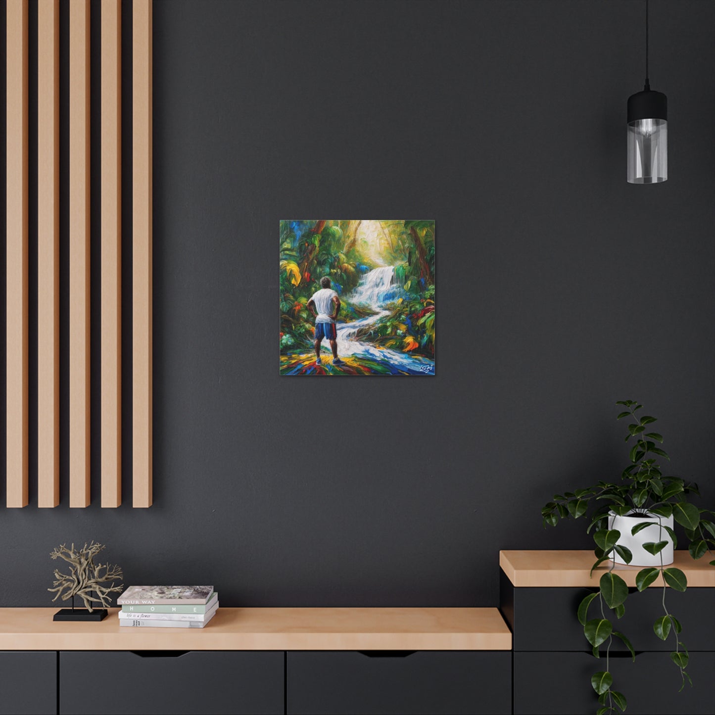 Art Print of Waterfall Scene, West Indian Art, Canvas Gallery Wraps