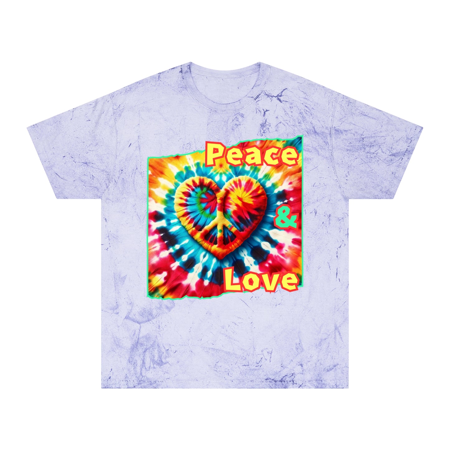 Unisex Color Blast T-Shirt "Peace & Love" One World, Self-Love, Anti-Racism, One Love, Unity, Inclusion, Diversity, Immigrant Outsiders, Cultural Identity, Black Excellence Empowerment Inspiration, FashionWithPurpose, ConsciousClothing