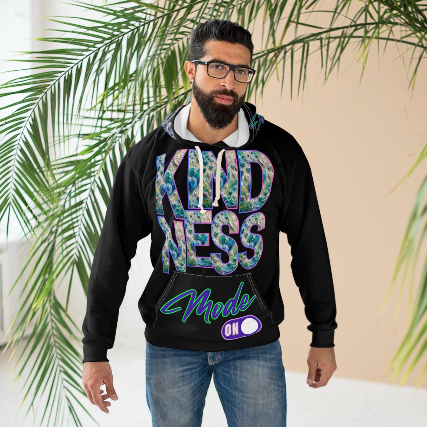 Unisex Pullover Hoodie (AOP) "Kindness Mode On"