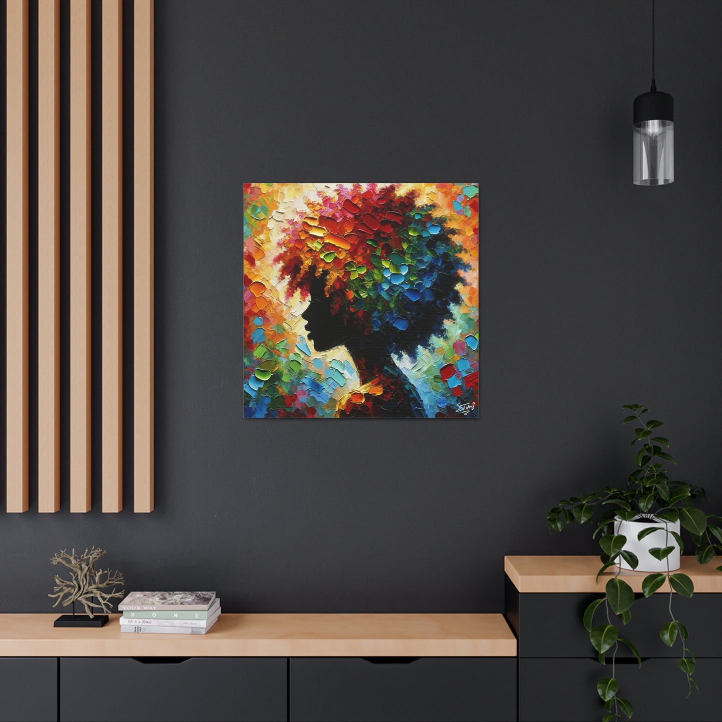 Art Print, Afro-Caribbean Woman, Oil Finish, West Indian Ethnicity, Cultural, Heritage, Semi-Abstract, Canvas Gallery Wrap