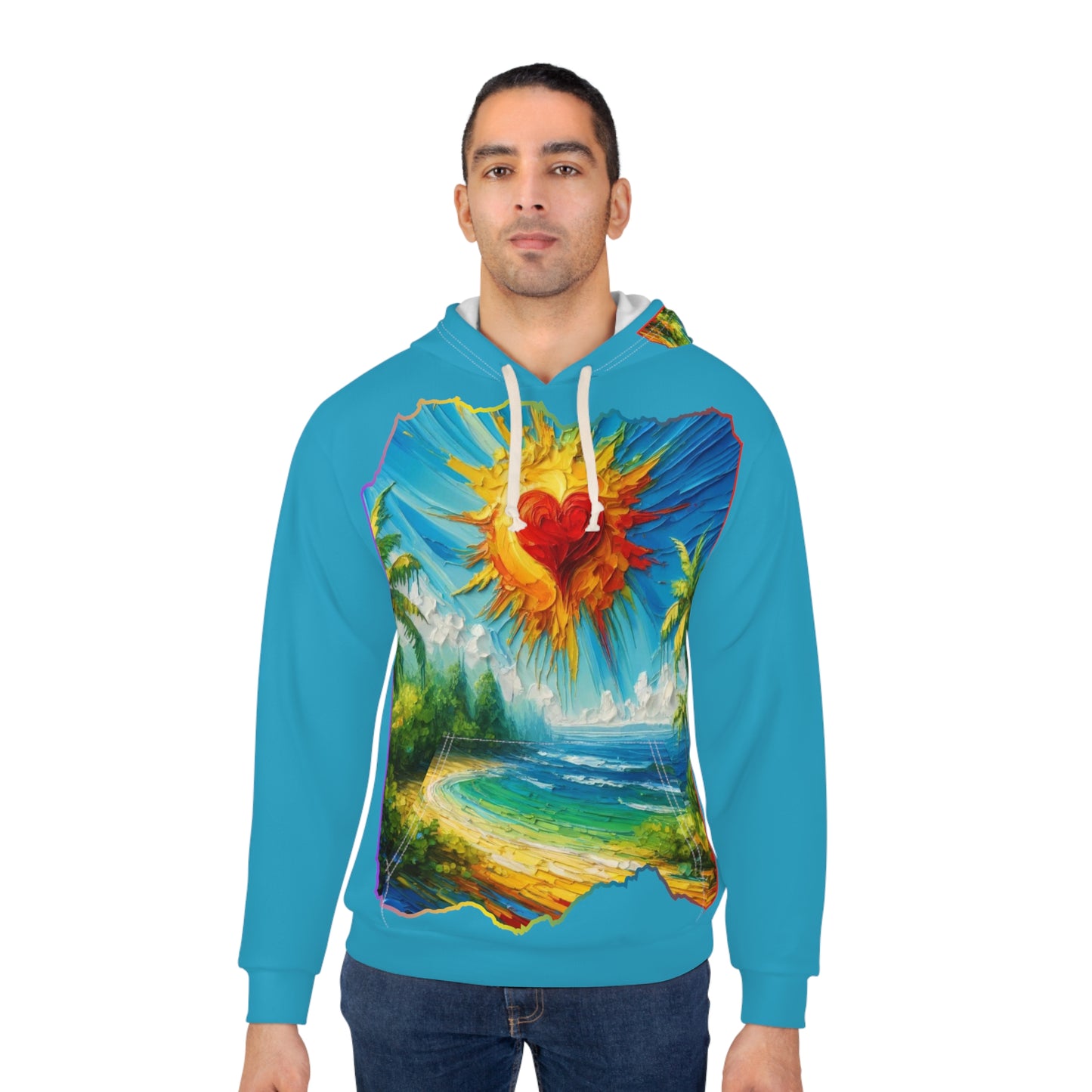 Unisex Pullover Hoodie (AOP) "Beach Print"