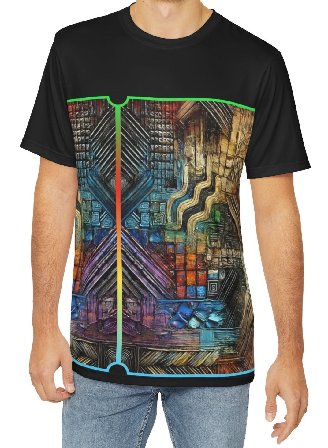 Men's Brushed Polyester Short Sleeve Tee (AOP), "Abstract African Print"