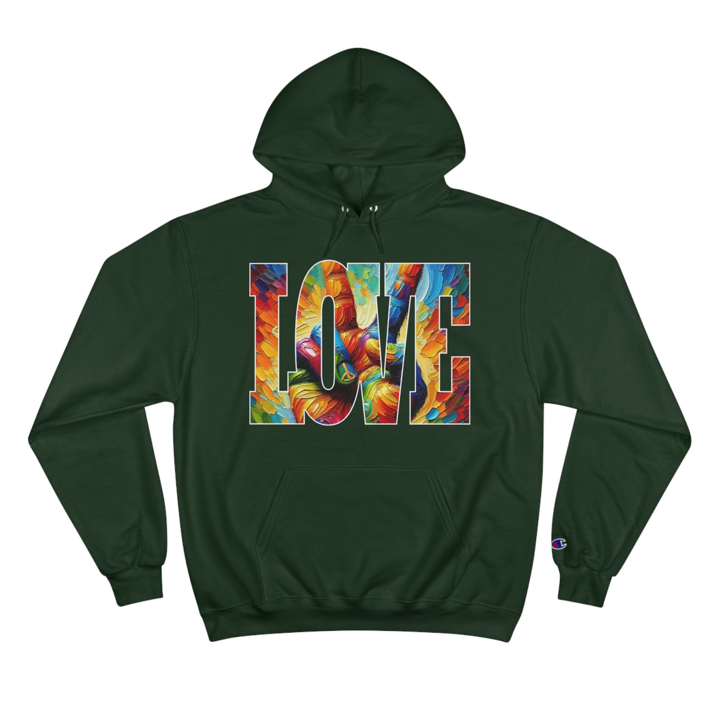 Champion Hoodie, "Peace & Love" Inclusion, Anti-Racism, Racial Justice, One Love, Unity, Diversity, Immigrant Outsiders, Caribbean Culture, FashionWithPurpose, ConsciousClothing, Cultural Identity, Black Inspiration Empowerment