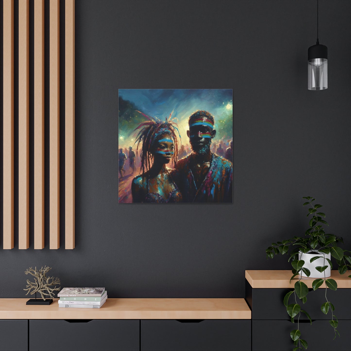 Art Print of Jouvert Morning, Afro-Caribbean Couple#2, Oil Finish, West Indian Ethnicity, Cultural, Heritage, Canvas Gallery Wraps