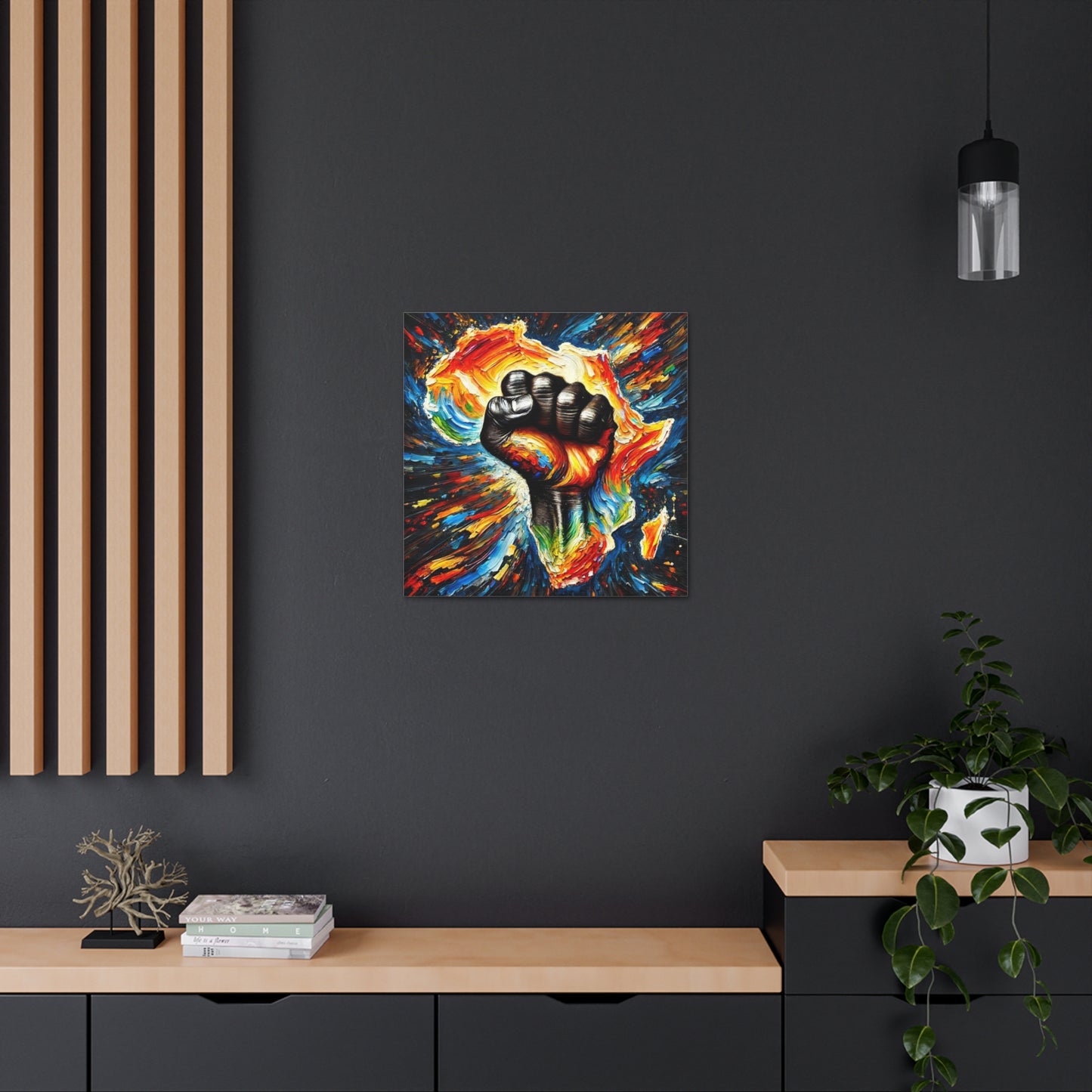 Art Print, "African Unity" Oil Finish, Abstract, One Love, West Indian Ethnicity, Cultural, Heritage, Semi-Abstract, Canvas Gallery Wrap