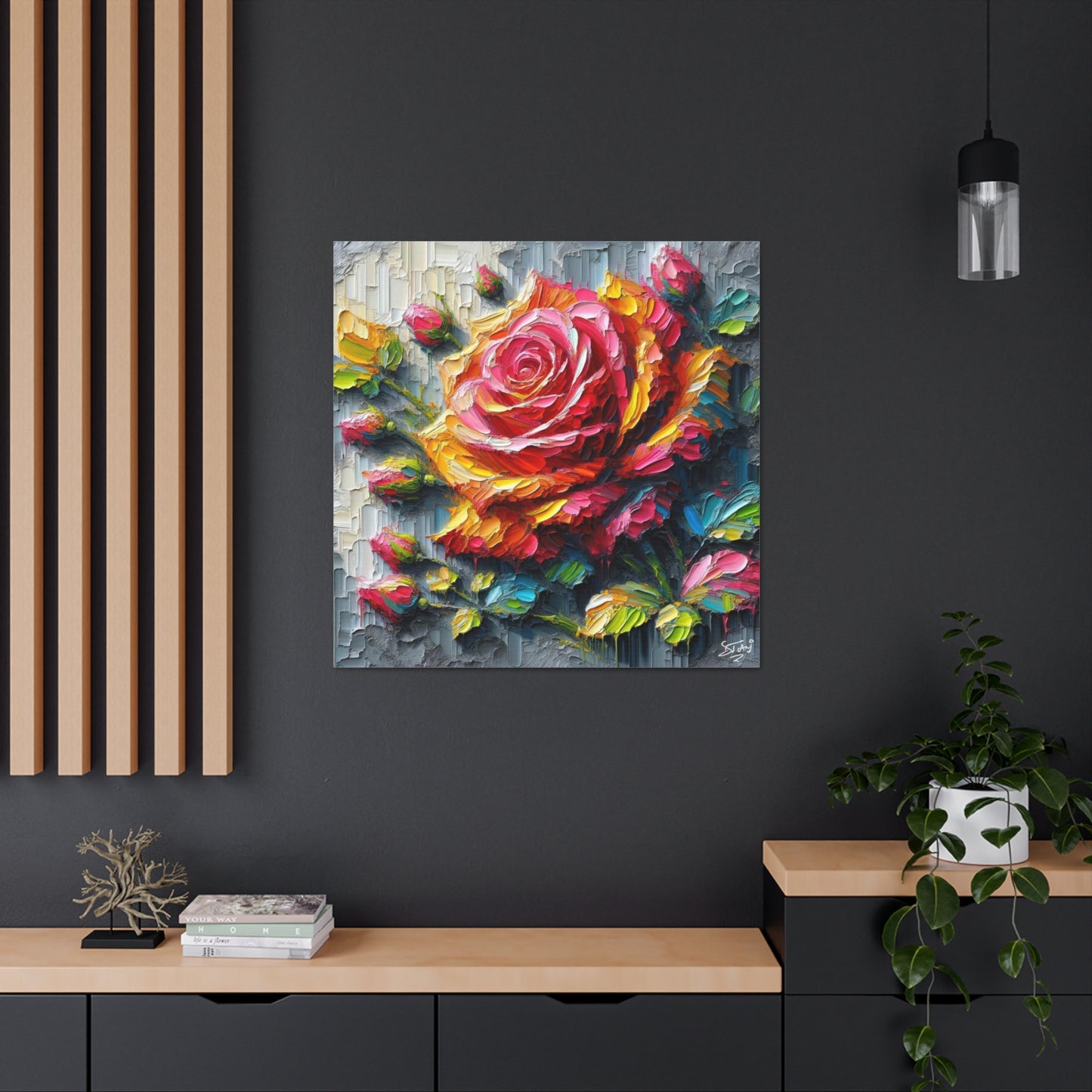 Art Print, Caribbean Flowers, Oil Finish, Caribbean Nature, Cultural, Heritage, Semi-Abstract, Canvas Gallery Wrap