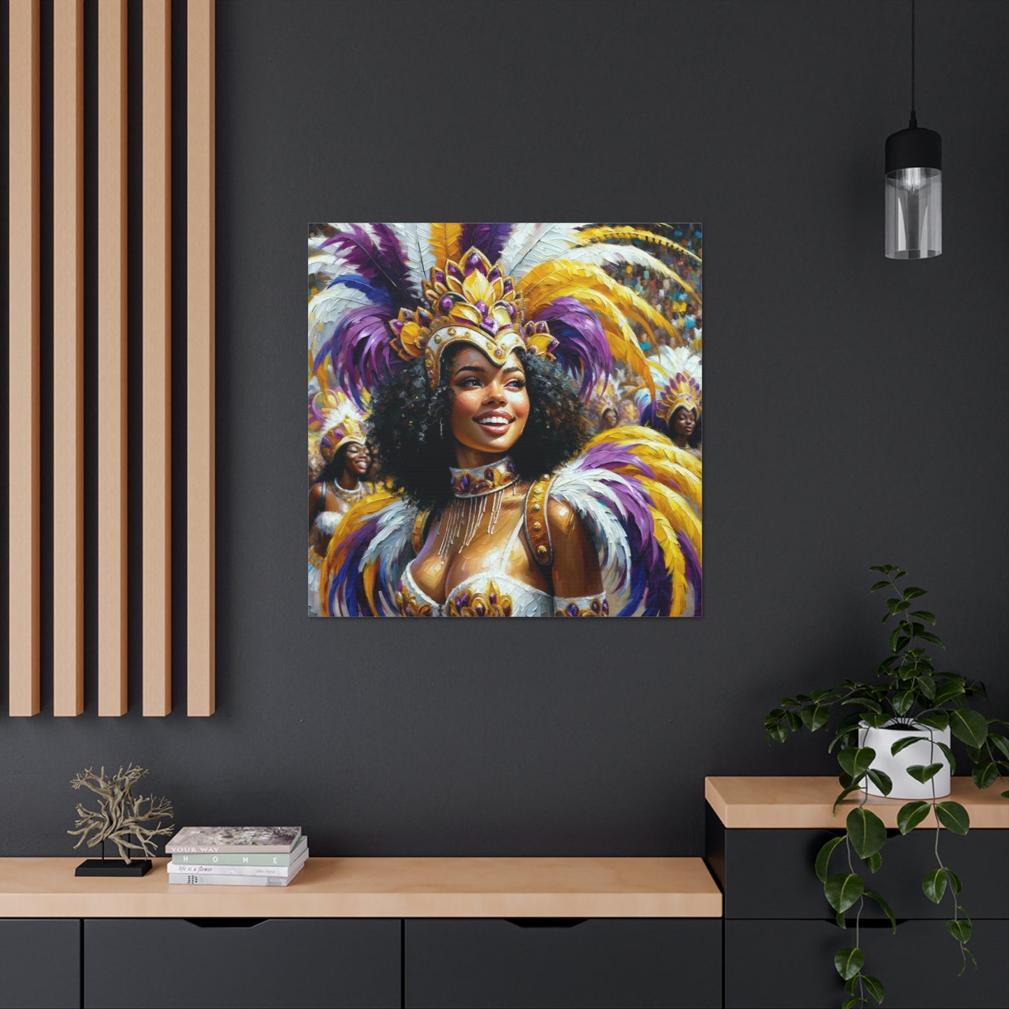 Art Print#10 of Trini Masquerader, Carnival, Oil Finish, West Indian Ethnicity, Cultural, Heritage, Art, Black Woman, Canvas Gallery Wraps