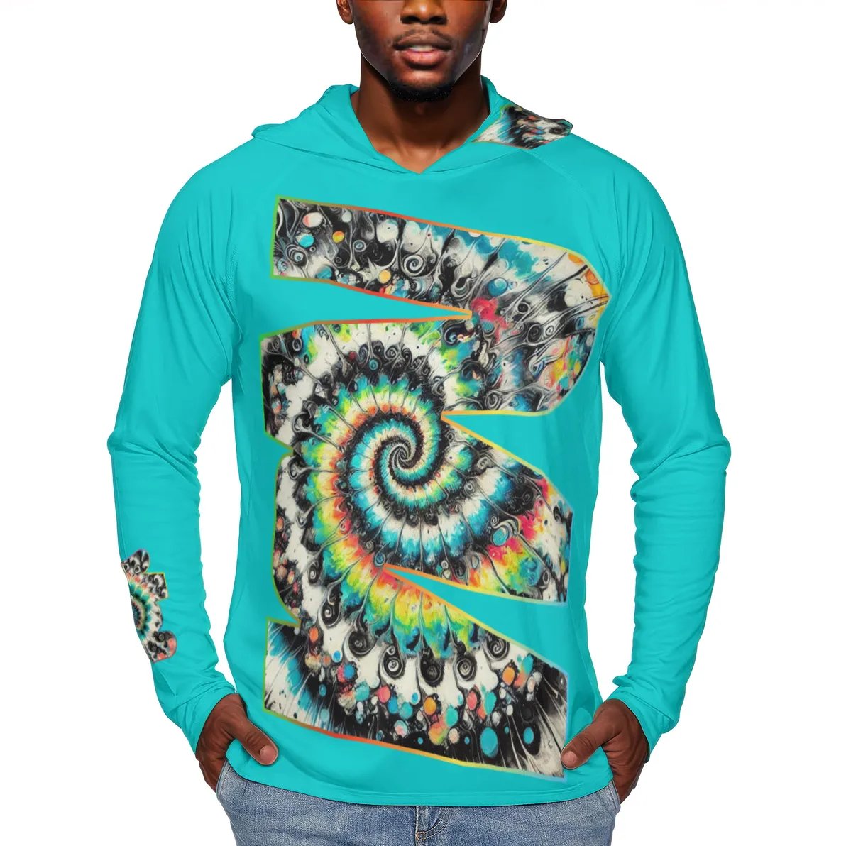 Men's Sun Protection Long Sleeve Hoodie "Abstract Tie-Dye"