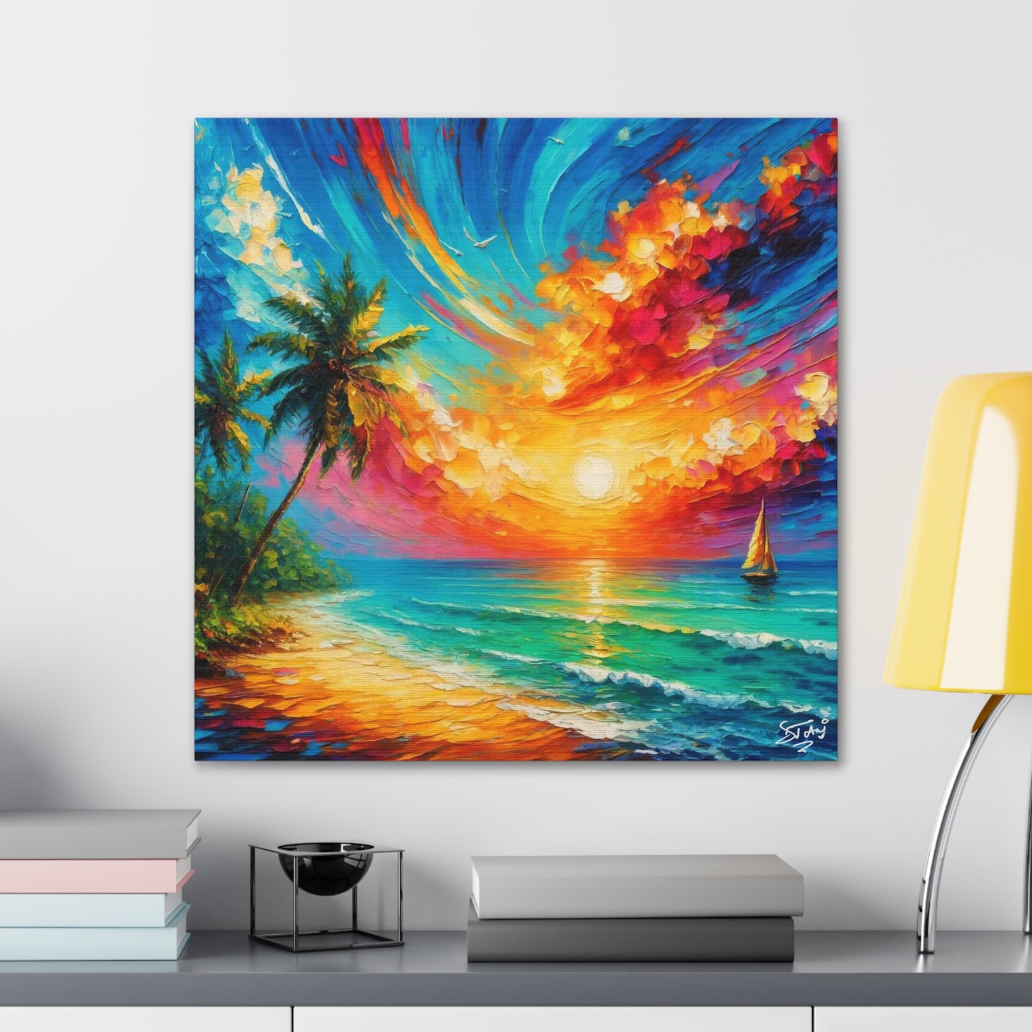 Art Print of Caribbean Beach Scene, Tobago, West Indian Art, Canvas Gallery Wraps