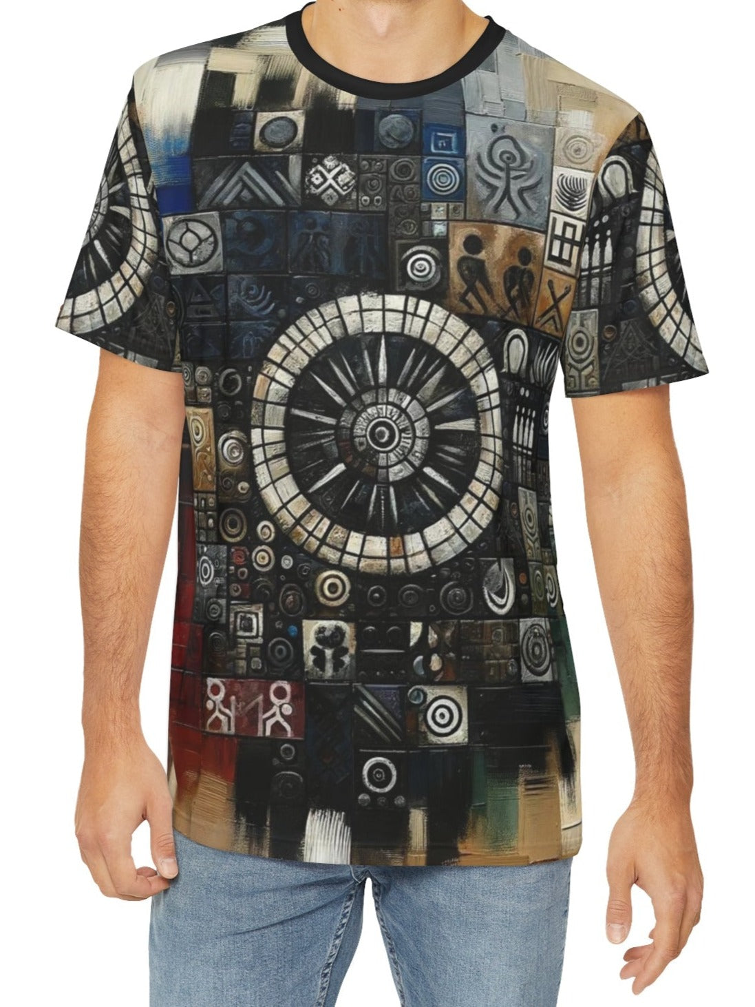 Men's Brushed Polyester Short Sleeve Tee (AOP), "Abstract African Print"