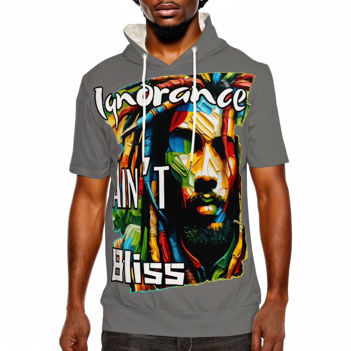 Men’s Cotton Hooded T-Shirt "Ignorance Ain't Bliss"