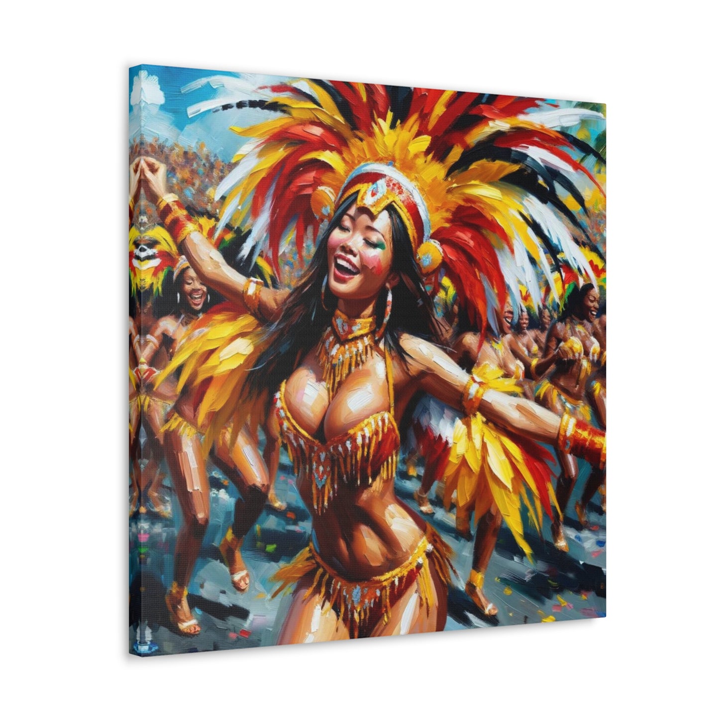 Art Print#7 of Trini Masquerader, Carnival, Oil Finish, West Indian Ethnicity, Cultural, Heritage, Art, Black Woman, Canvas Gallery Wraps