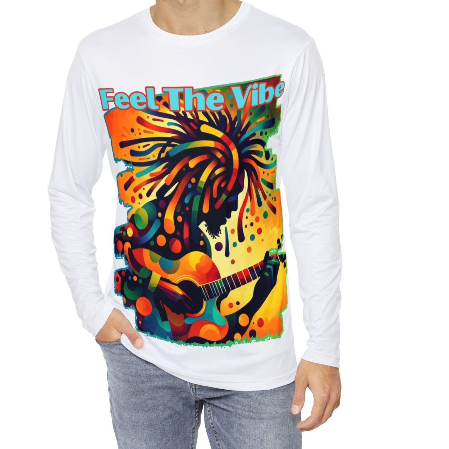 Men's Brushed Polyester Long Sleeve Shirt (AOP) "Feel The Vibe"