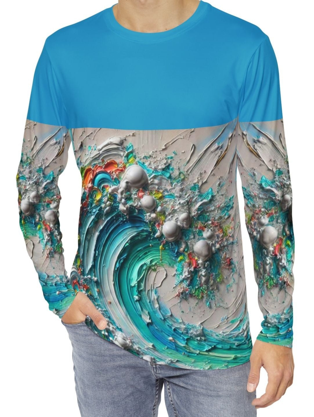 Men's Brushed Polyester Long Sleeve Shirt (AOP) Abstract Paint Print