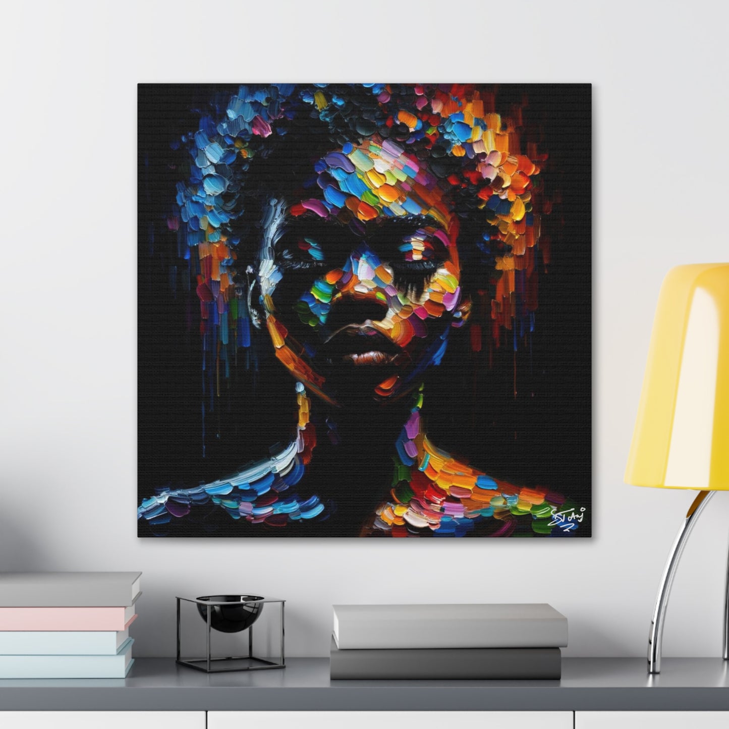 Art Print, Afro-Caribbean Woman "In Silhouette," Oil Finish, West Indian Ethnicity, Cultural, Heritage, Semi-Abstract, Canvas Gallery Wrap