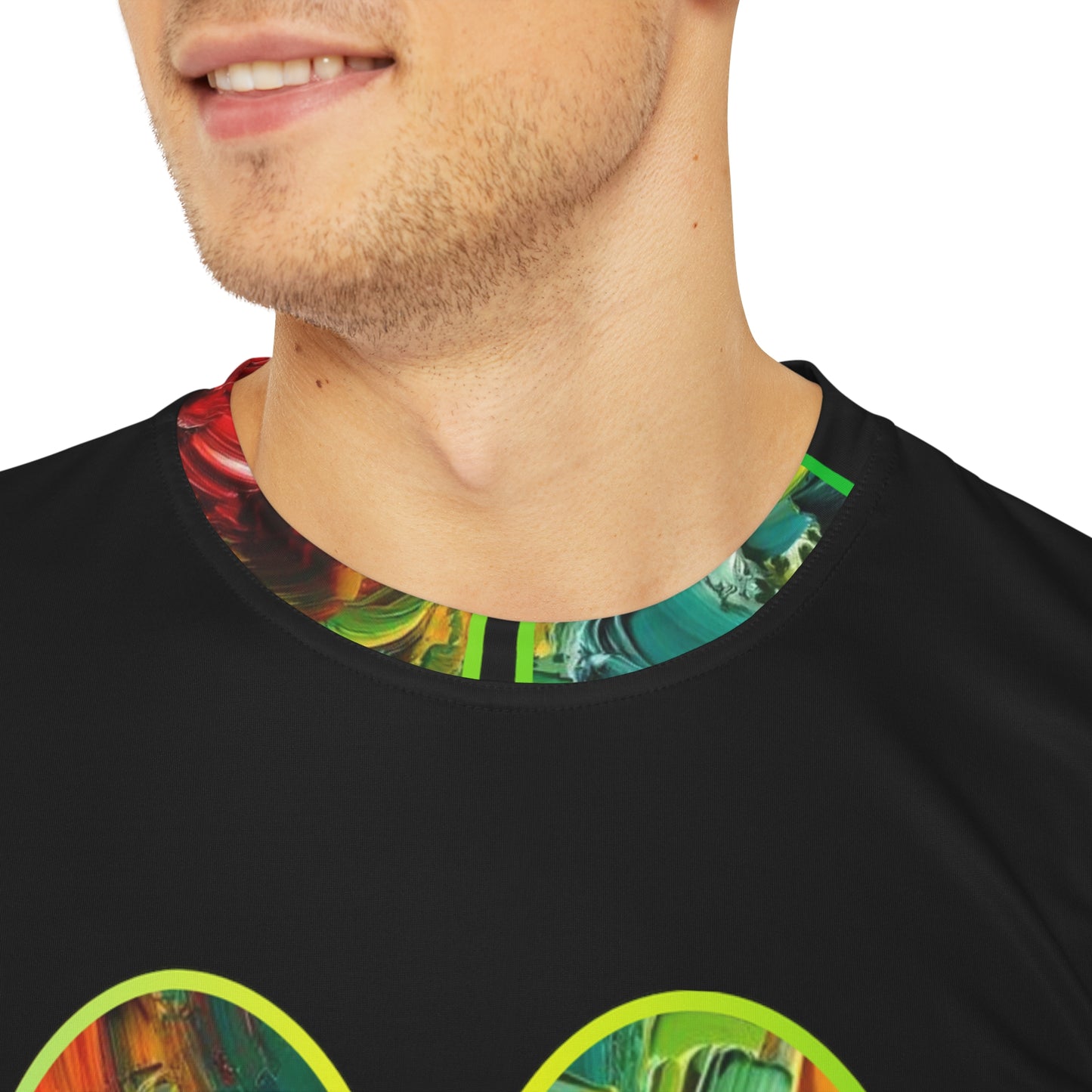 Men's Brushed Polyester Short Sleeve Tee (AOP), "Abstract Paint Print"