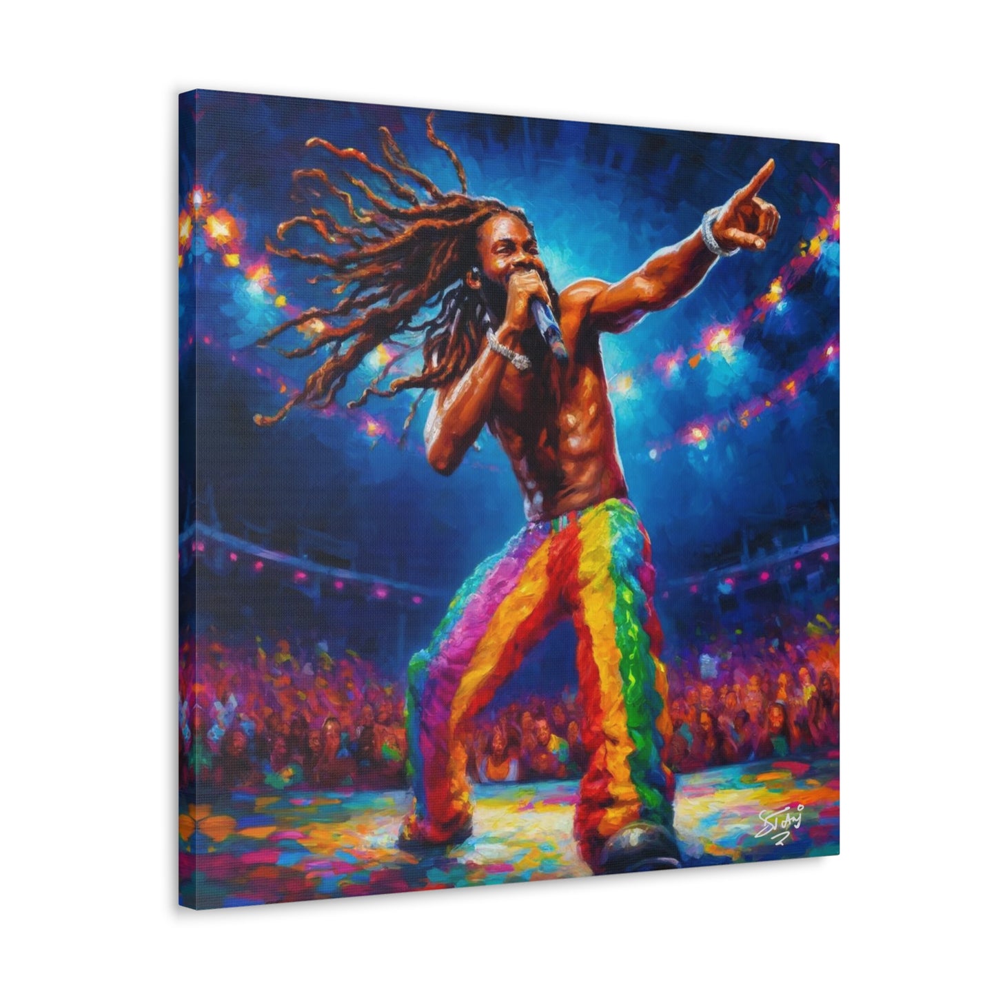 Art Print, Soca Artist, Oil Finish, West Indian Ethnicity, Cultural, Heritage, Abstract, Canvas Gallery Wrap