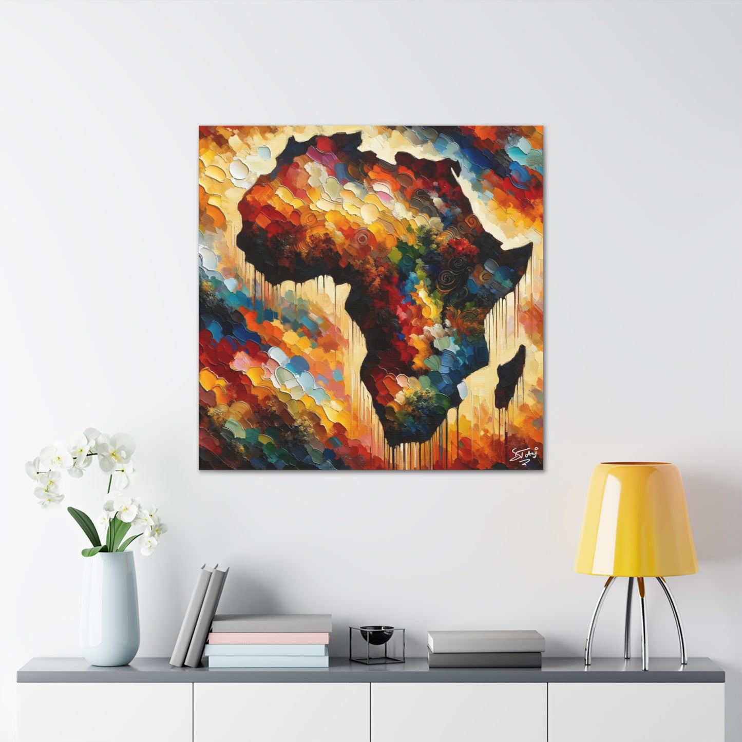 Art Print, "Africa" Oil Finish, West Indian Ethnicity, Cultural, Heritage, Abstract, Canvas Gallery Wrap