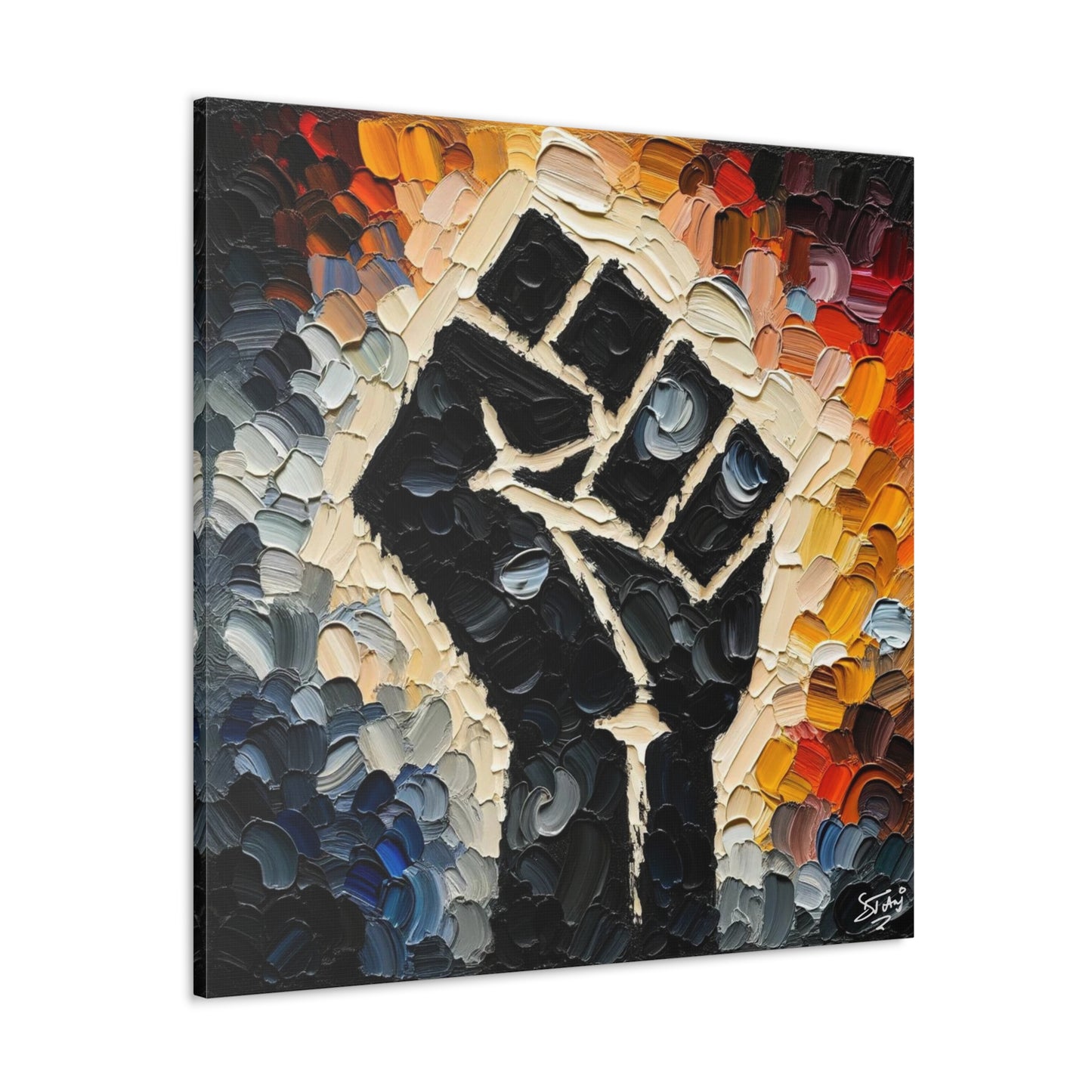 Art Print, Black Hand, Black Power, Oil Finish, Unity, One Love, Semi-Abstract, Canvas Gallery Wrap