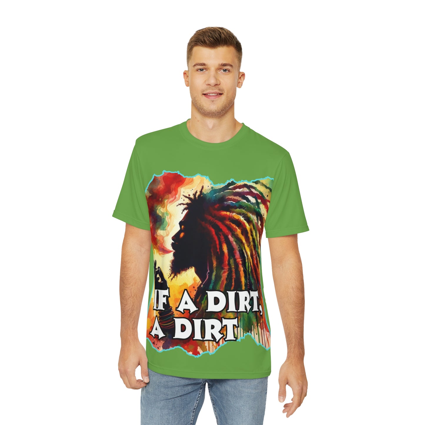 Men's Brushed Polyester Short Sleeve Tee (AOP), "If A Dirt A Dirt"