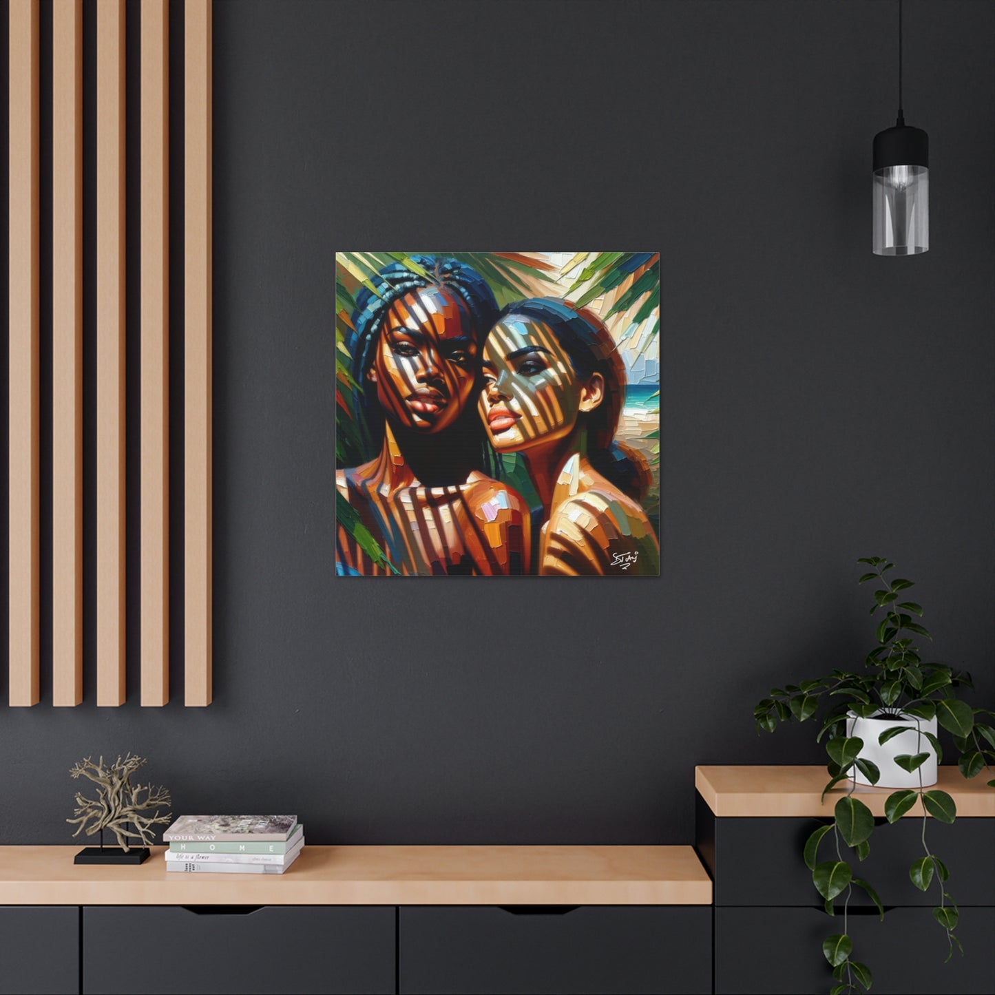 Art Print, Caribbean Women, "In the Shade" Oil Finish, West Indian Ethnicity, Cultural, Heritage, Canvas Gallery Wrap