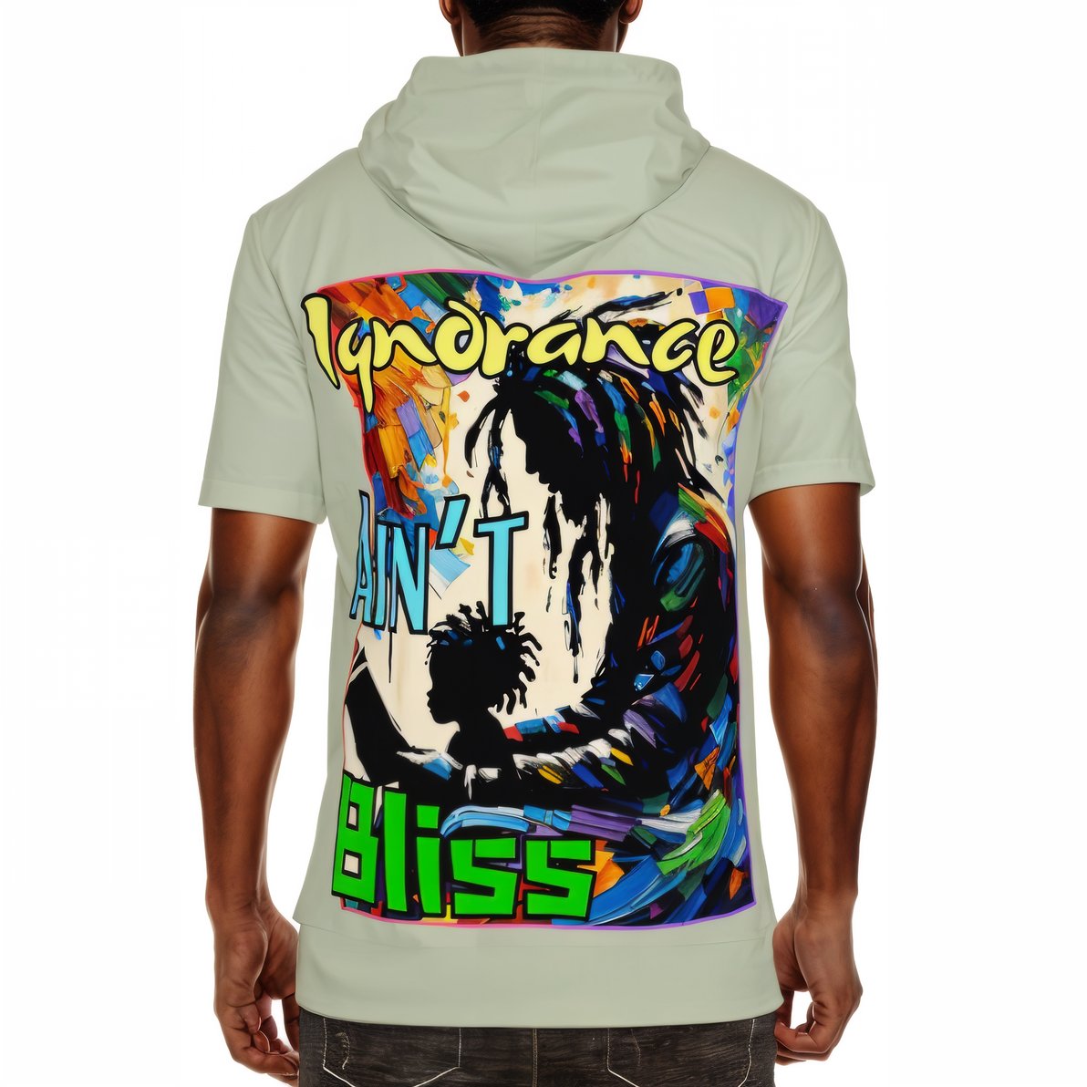 Men’s Cotton Hooded T-Shirt "Ignorance Ain't Bliss"