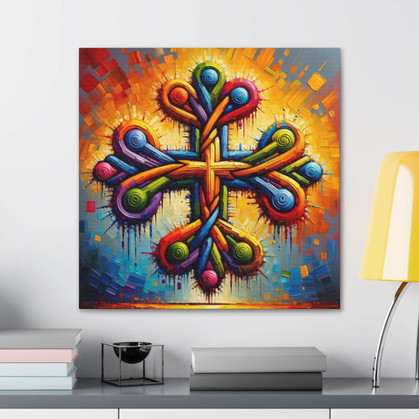 Art Print, "African Unity" Oil Finish, Abstract, One Love, West Indian Ethnicity, Cultural, Heritage, Semi-Abstract, Canvas Gallery Wrap