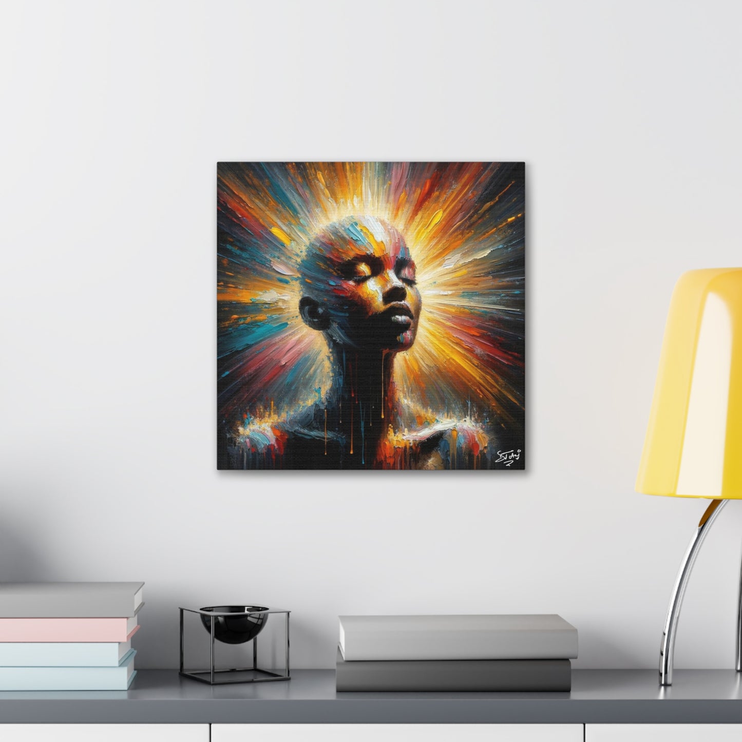 Art Print, Afro-Caribbean Woman, "Bright Light" Oil Finish, West Indian Ethnicity, Cultural, Heritage, Abstract, Canvas Gallery Wrap