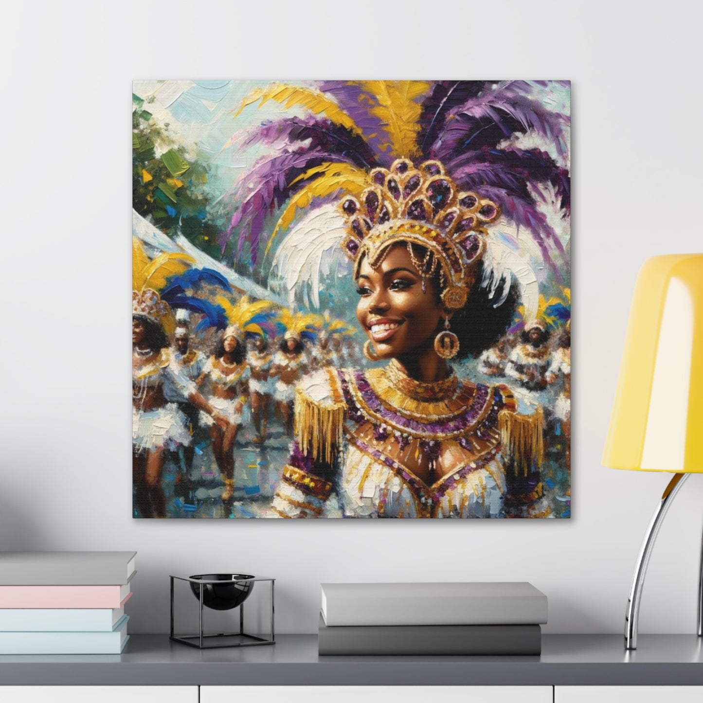 Art Print#8 of Trini Masquerader, Carnival, Oil Finish, West Indian Ethnicity, Cultural, Heritage, Art, Black Woman, Canvas Gallery Wraps