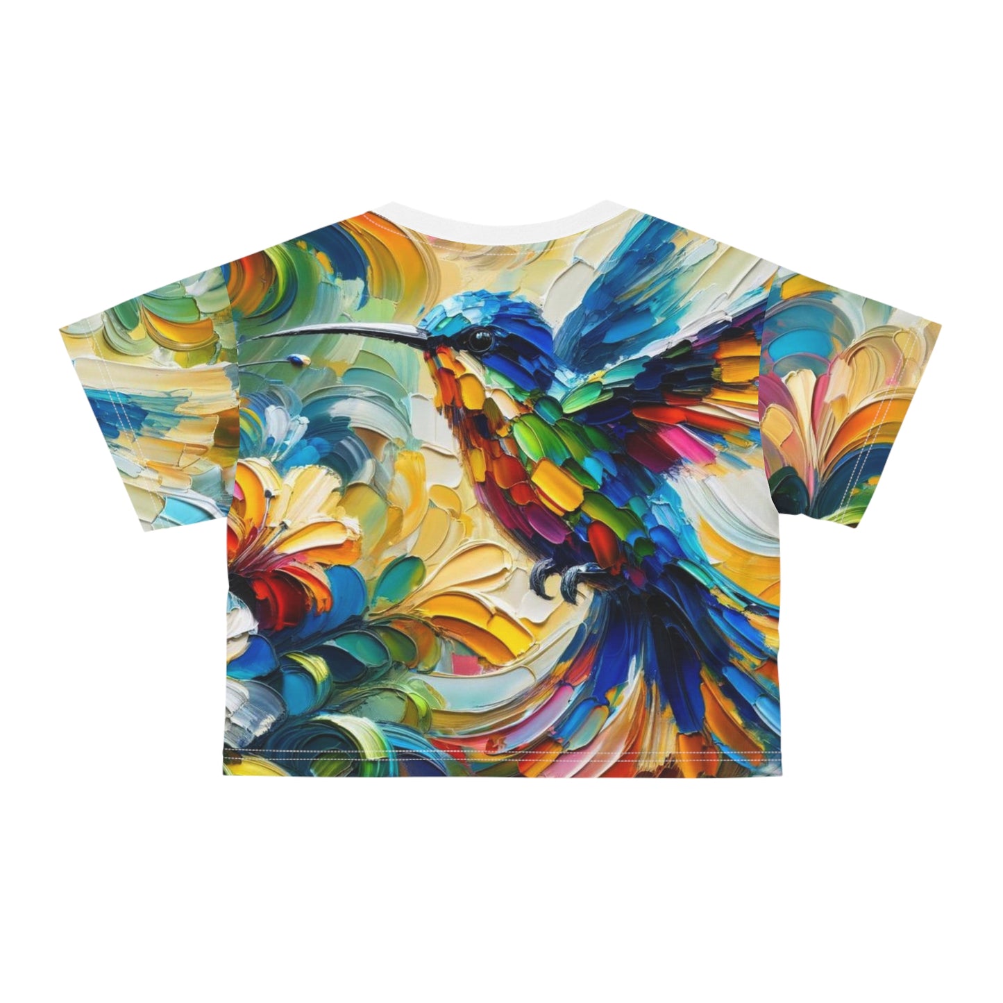 Women's Silky Soft Crop Tee (AOP) Humming Bird Print