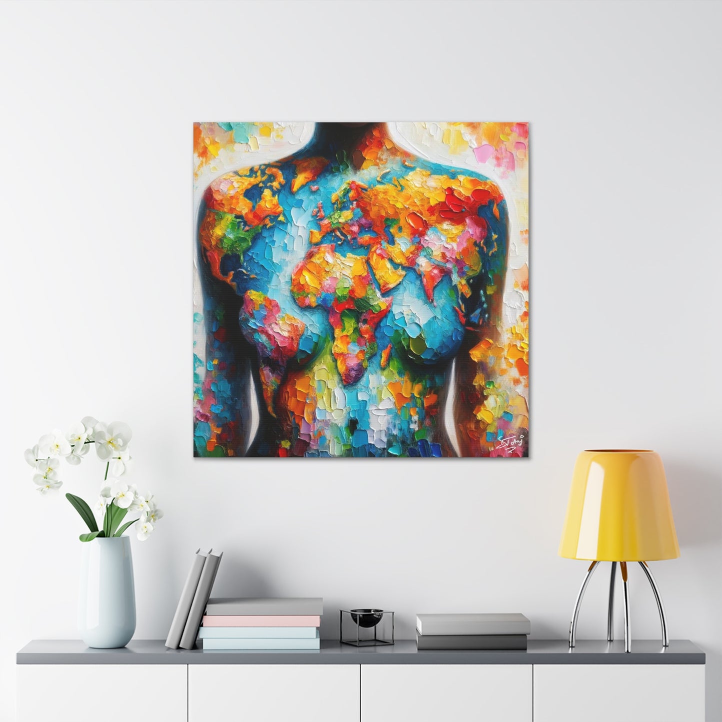 Art Print, African Woman, "World Unity," Oil Finish, One Love, West Indian Ethnicity, Cultural, Heritage, Semi-Abstract, Canvas Gallery Wrap