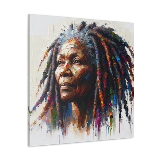 Art Print, Elderly Caribbean Woman "A Hard Life," Oil Finish, West Indian Ethnicity, Cultural, Heritage, Semi-Abstract, Canvas Gallery Wrap